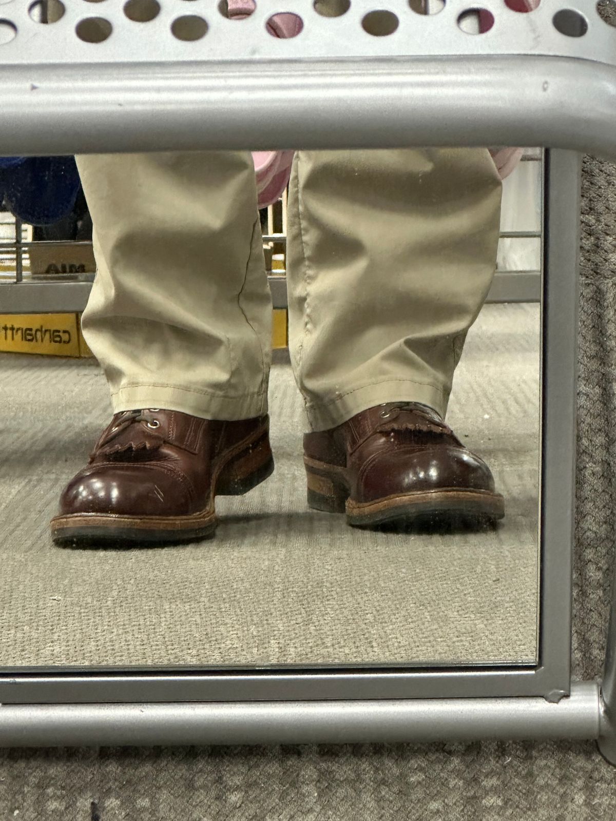 Photo by AndrewsBoots on November 9, 2025 of the Drew's Boots 8-inch Contractor Toe Cap in Brown Cyclone.