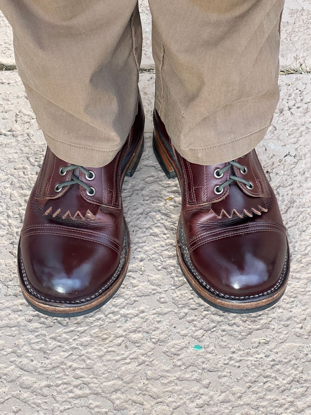 Photo by AndrewsBoots on November 15, 2025 of the Drew's Boots 8-inch Contractor Toe Cap in Brown Cyclone.