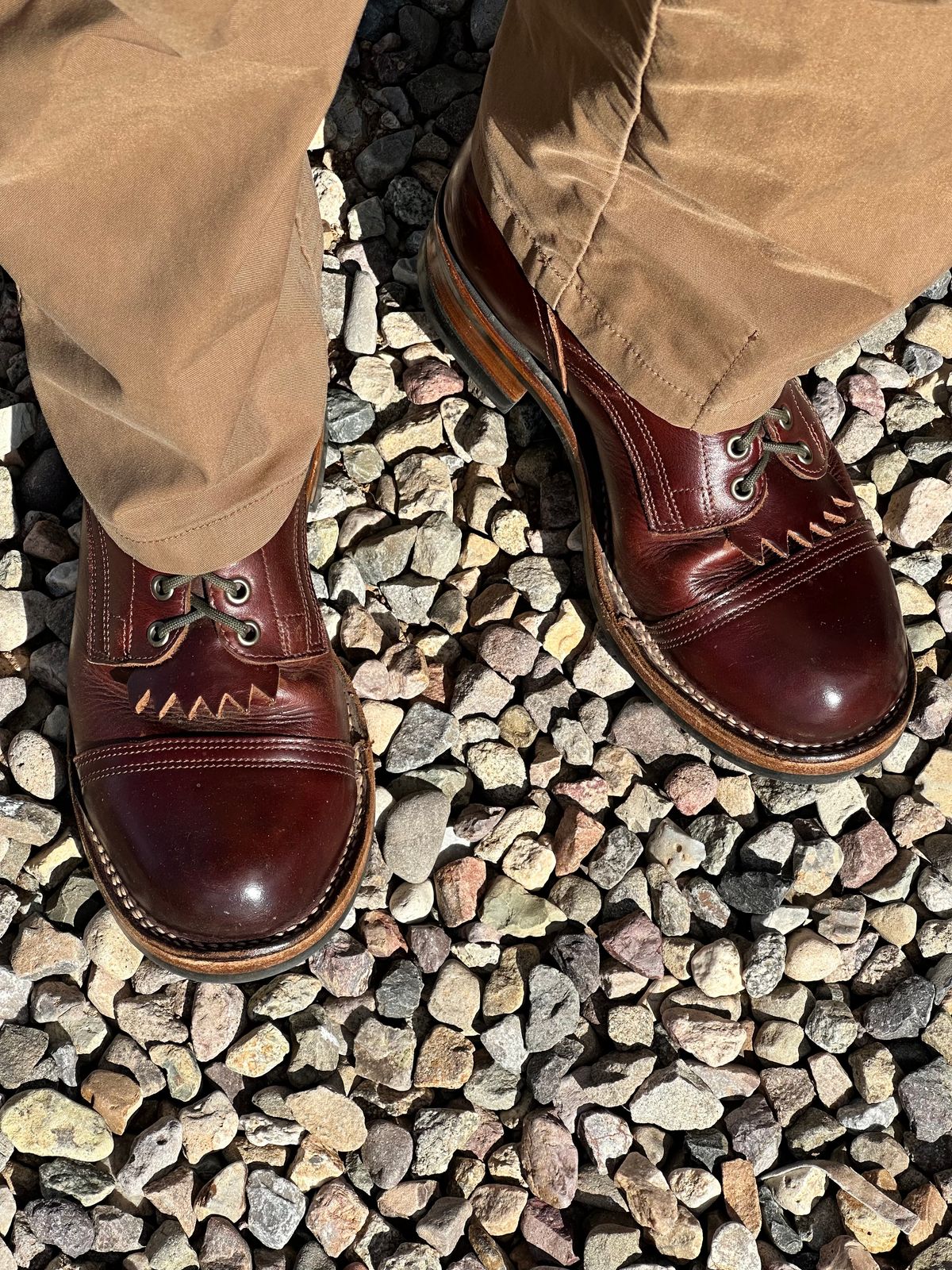 Photo by AndrewsBoots on November 27, 2025 of the Drew's Boots 8-inch Contractor Toe Cap in Brown Cyclone.
