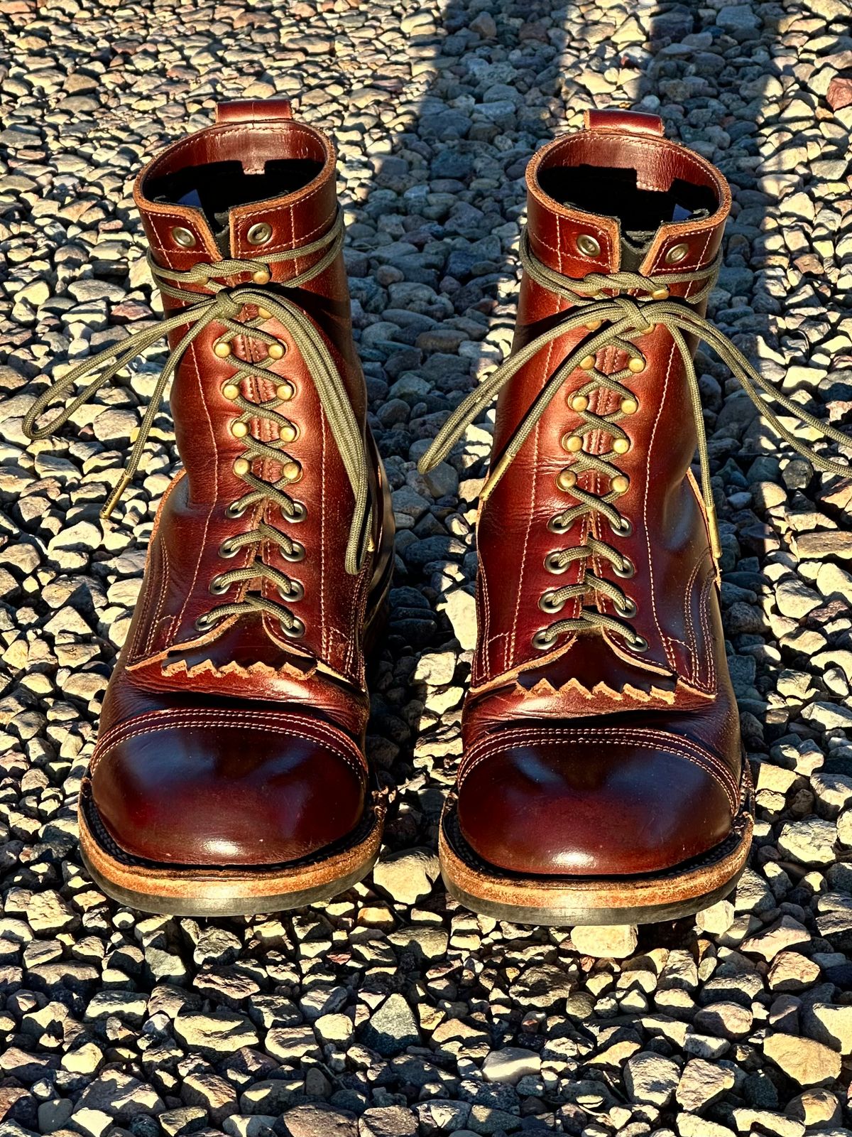 Photo by AndrewsBoots on December 1, 2025 of the Drew's Boots 8-inch Contractor Toe Cap in Brown Cyclone.