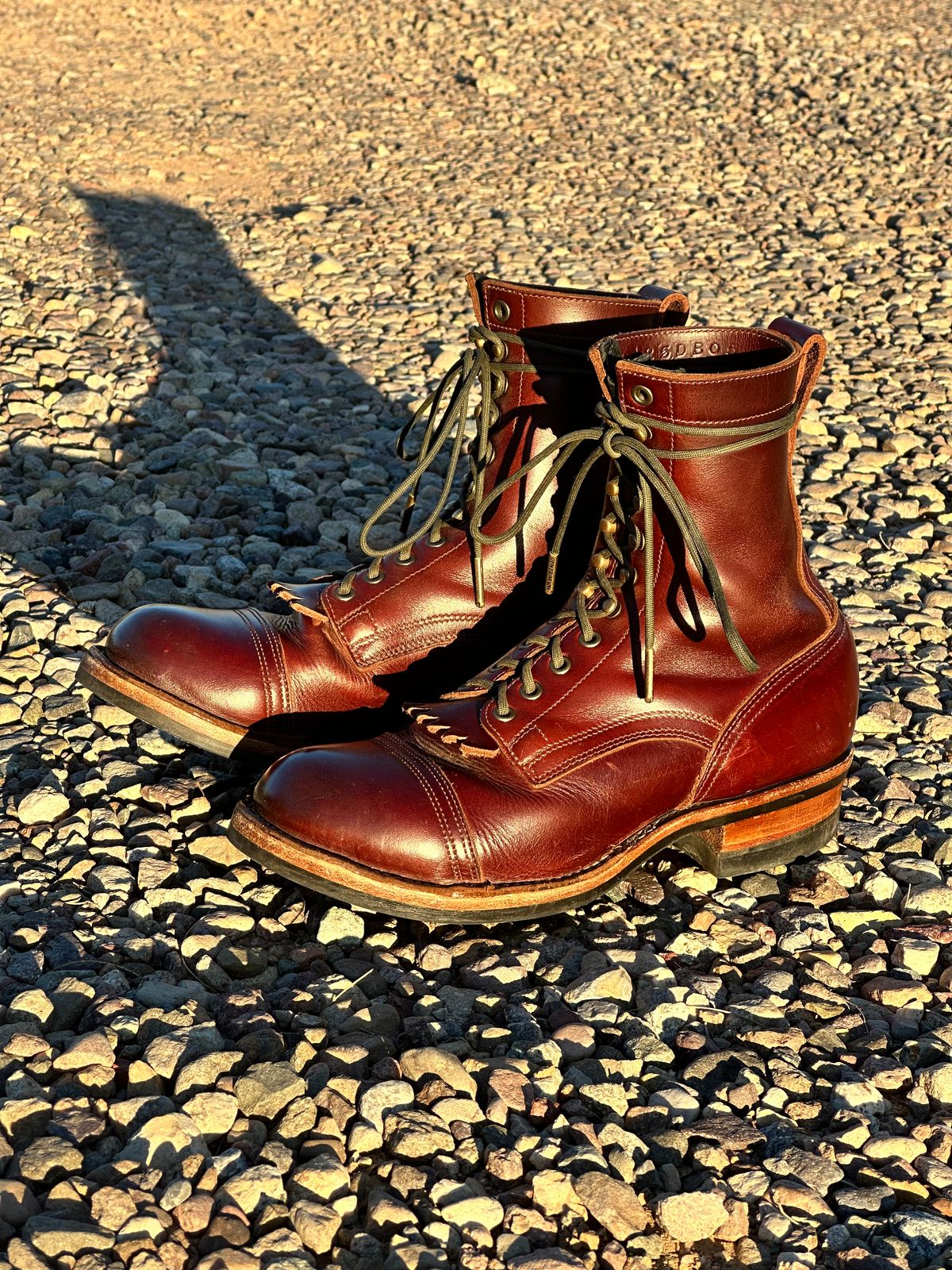 Photo by AndrewsBoots on December 1, 2025 of the Drew's Boots 8-inch Contractor Toe Cap in Brown Cyclone.