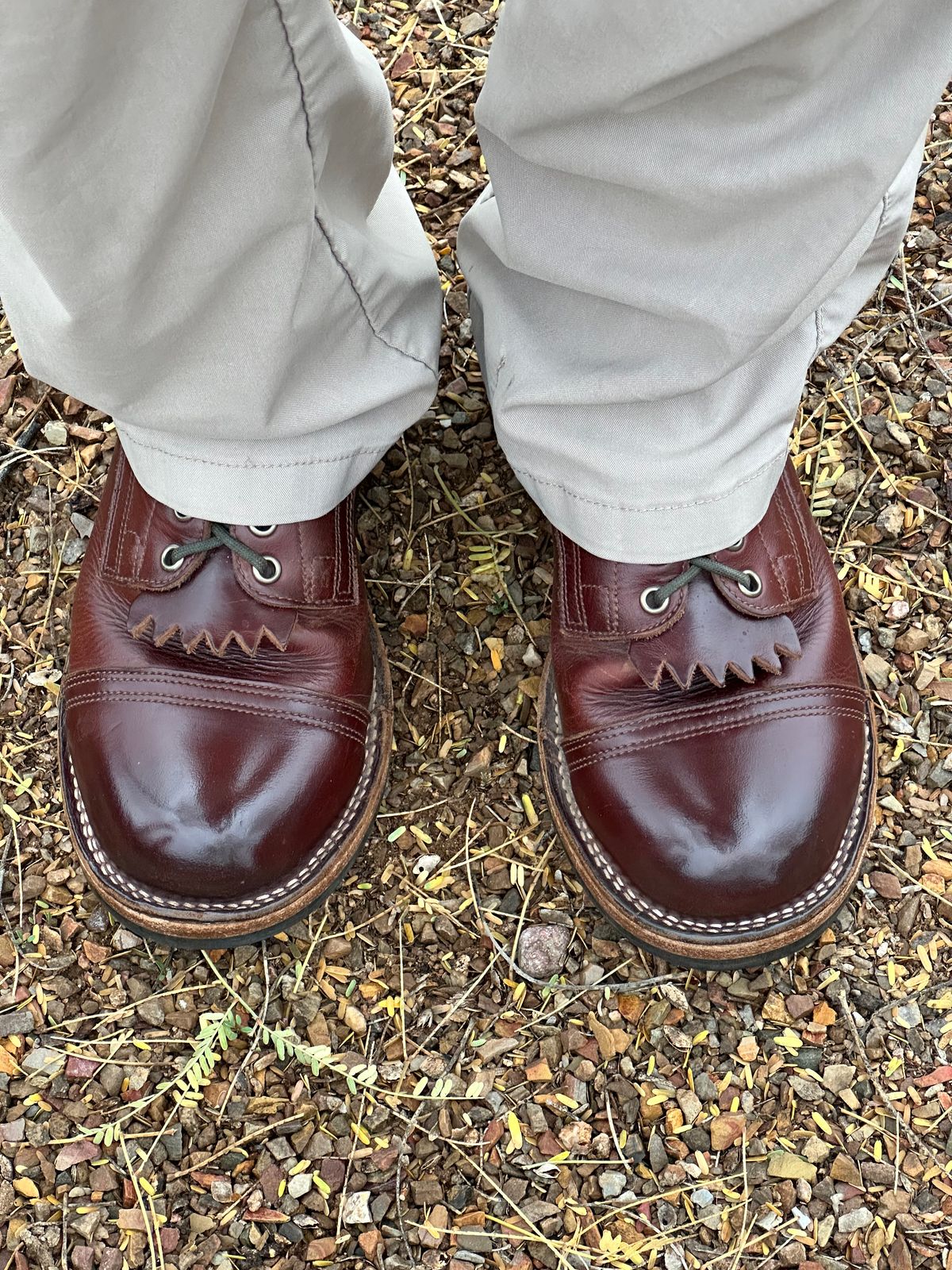 Photo by AndrewsBoots on December 25, 2025 of the Drew's Boots 8-inch Contractor Toe Cap in Brown Cyclone.