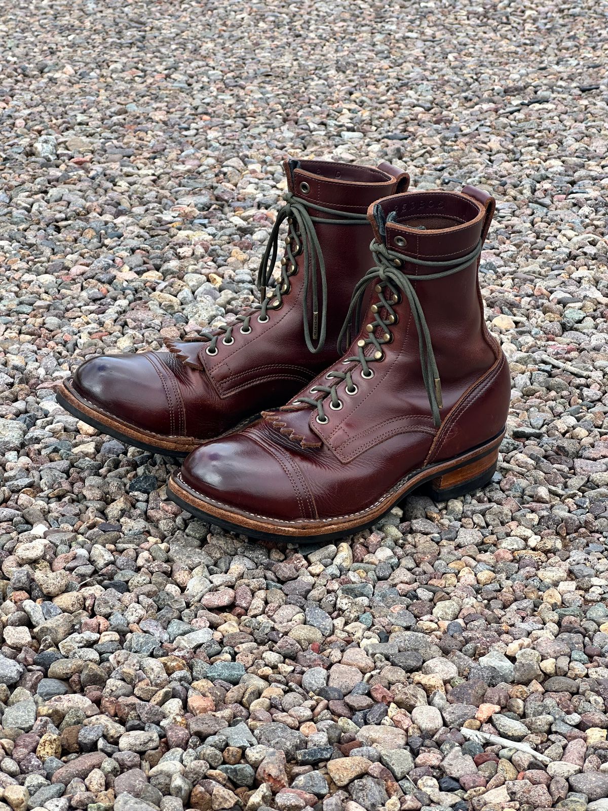 Photo by AndrewsBoots on January 1, 2026 of the Drew's Boots 8-inch Contractor Toe Cap in Brown Cyclone.