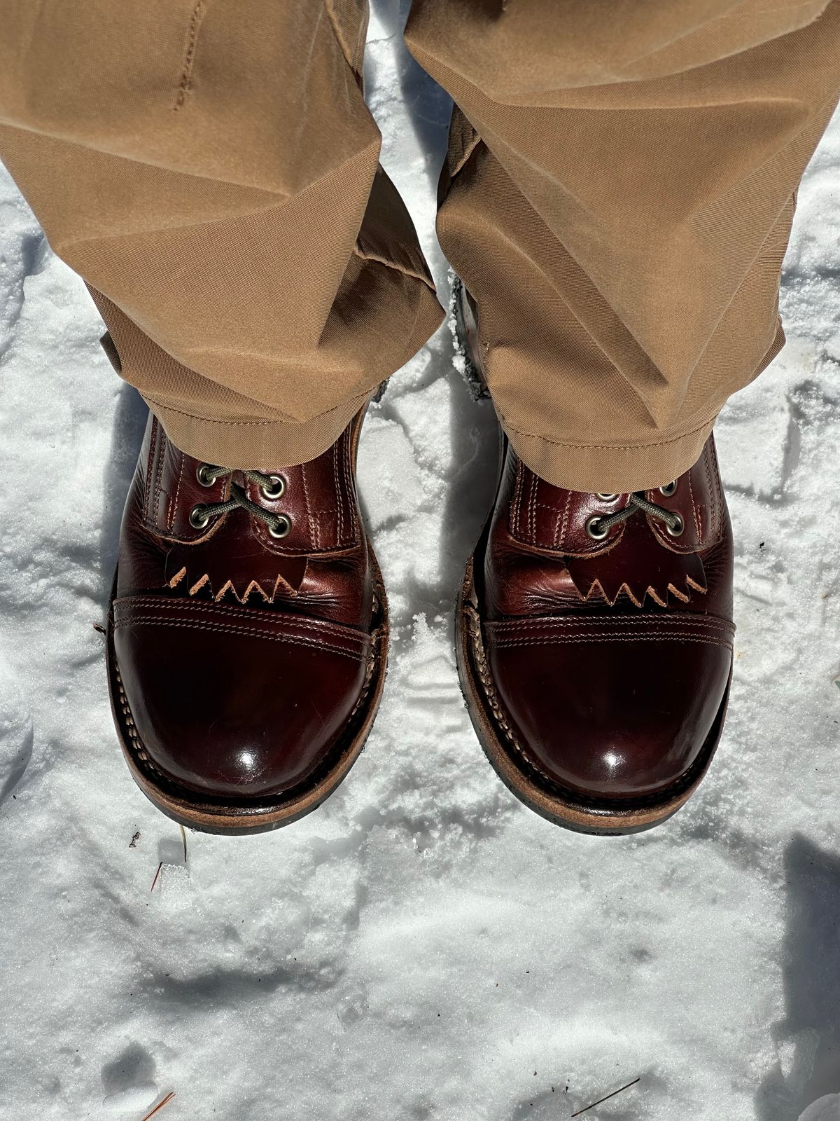 Photo by AndrewsBoots on January 10, 2026 of the Drew's Boots 8-inch Contractor Toe Cap in Brown Cyclone.