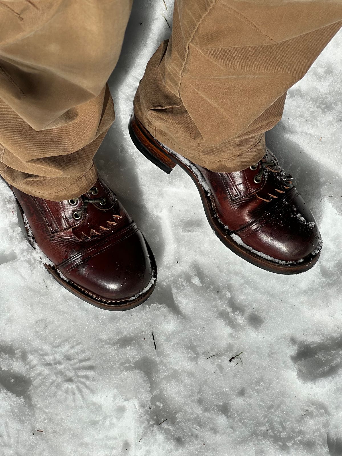 Photo by AndrewsBoots on January 10, 2026 of the Drew's Boots 8-inch Contractor Toe Cap in Brown Cyclone.