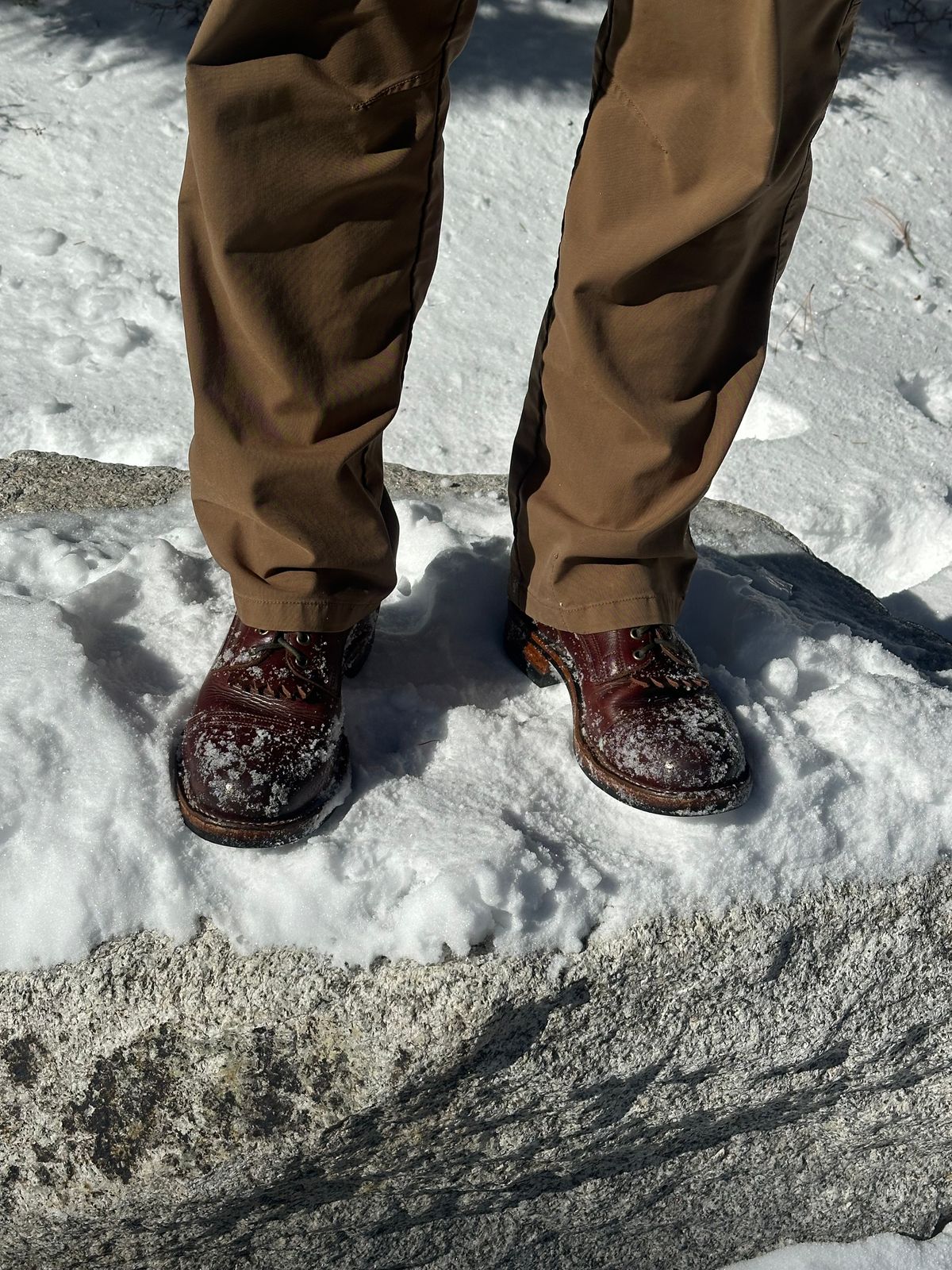 Photo by AndrewsBoots on January 10, 2026 of the Drew's Boots 8-inch Contractor Toe Cap in Brown Cyclone.