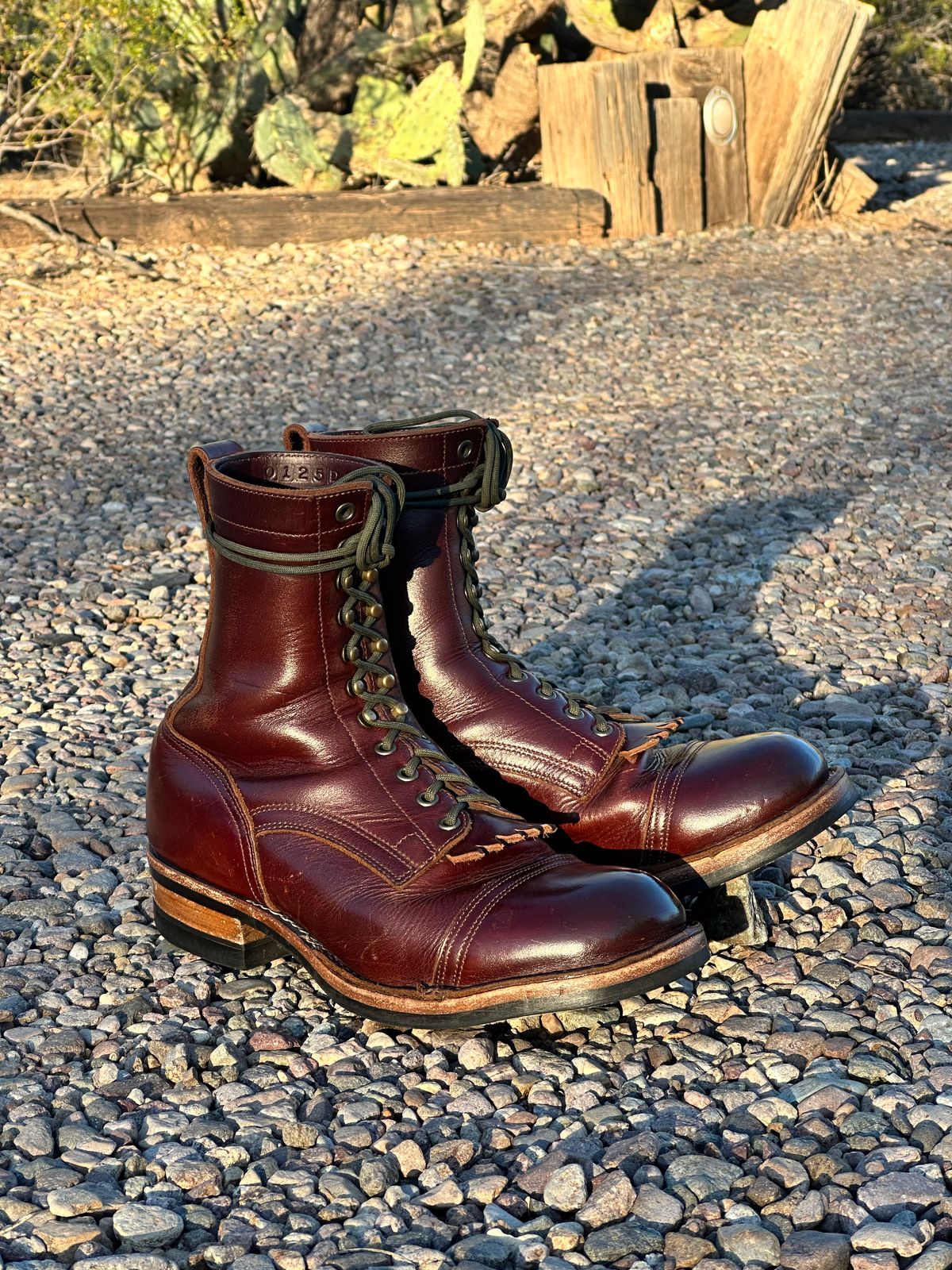 Photo by AndrewsBoots on February 1, 2026 of the Drew's Boots 8-inch Contractor Toe Cap in Brown Cyclone.
