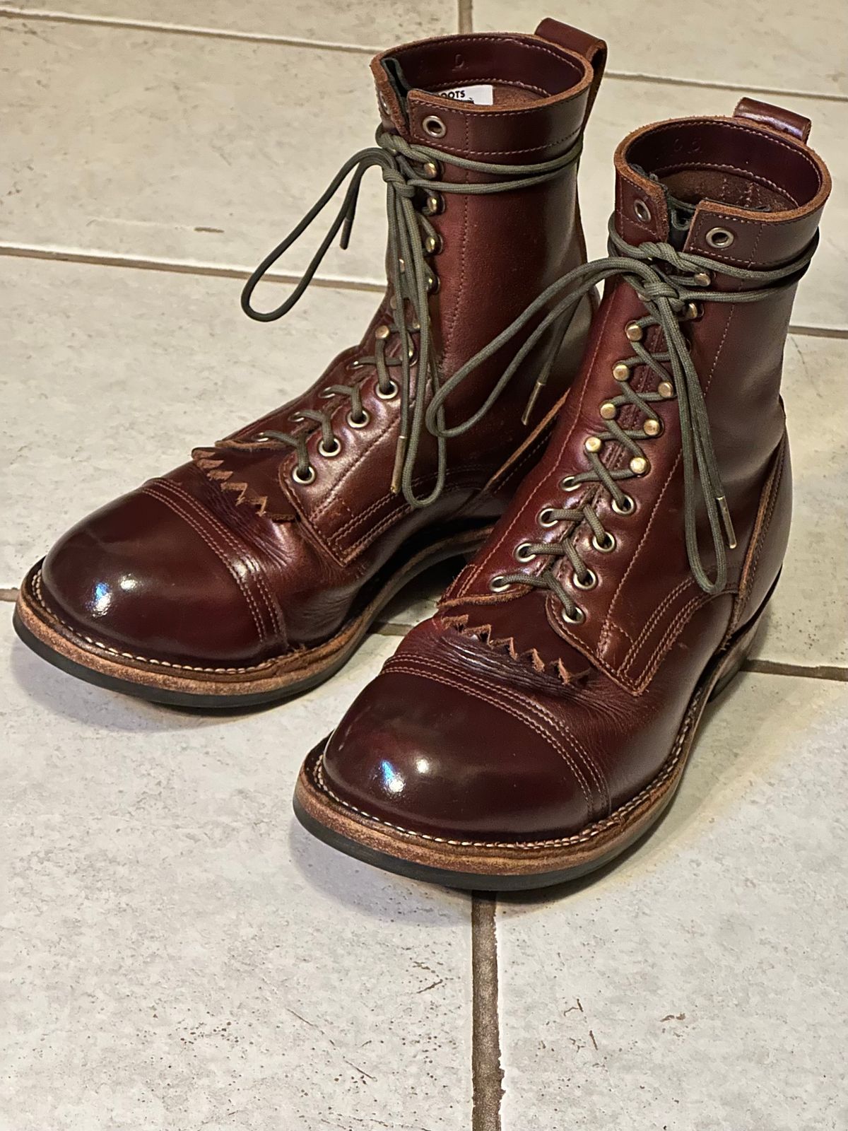 Photo by AndrewsBoots on February 6, 2026 of the Drew's Boots 8-inch Contractor Toe Cap in Brown Cyclone.