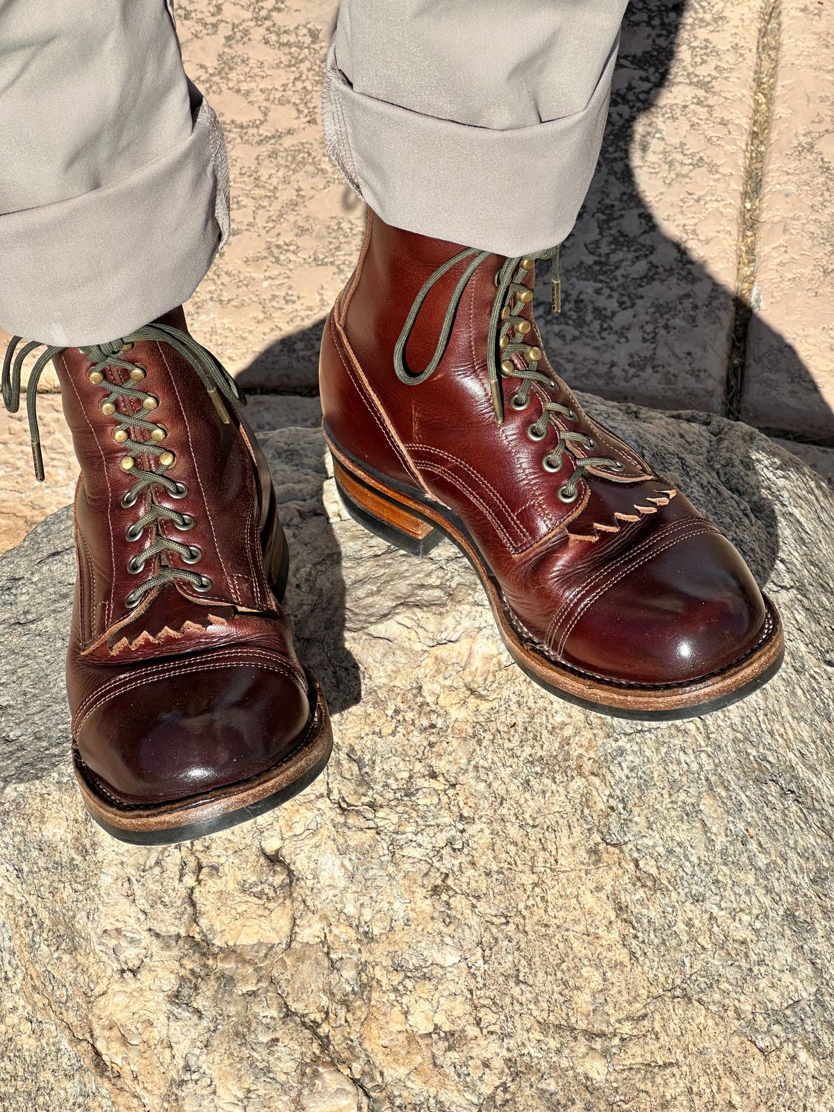 Photo by AndrewsBoots on February 20, 2026 of the Drew's Boots 8-inch Contractor Toe Cap in Brown Cyclone.