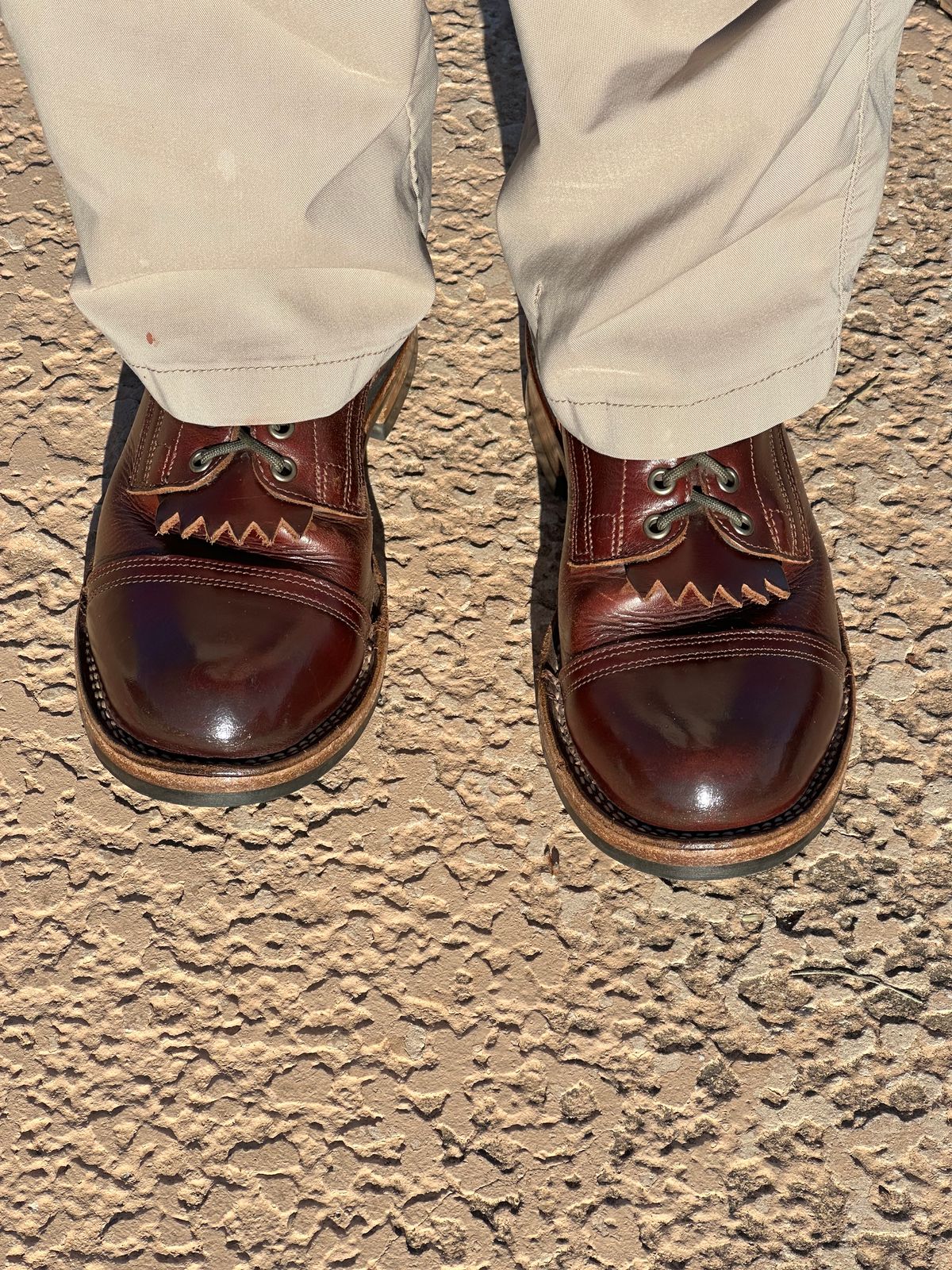 Photo by AndrewsBoots on March 1, 2026 of the Drew's Boots 8-inch Contractor Toe Cap in Brown Cyclone.