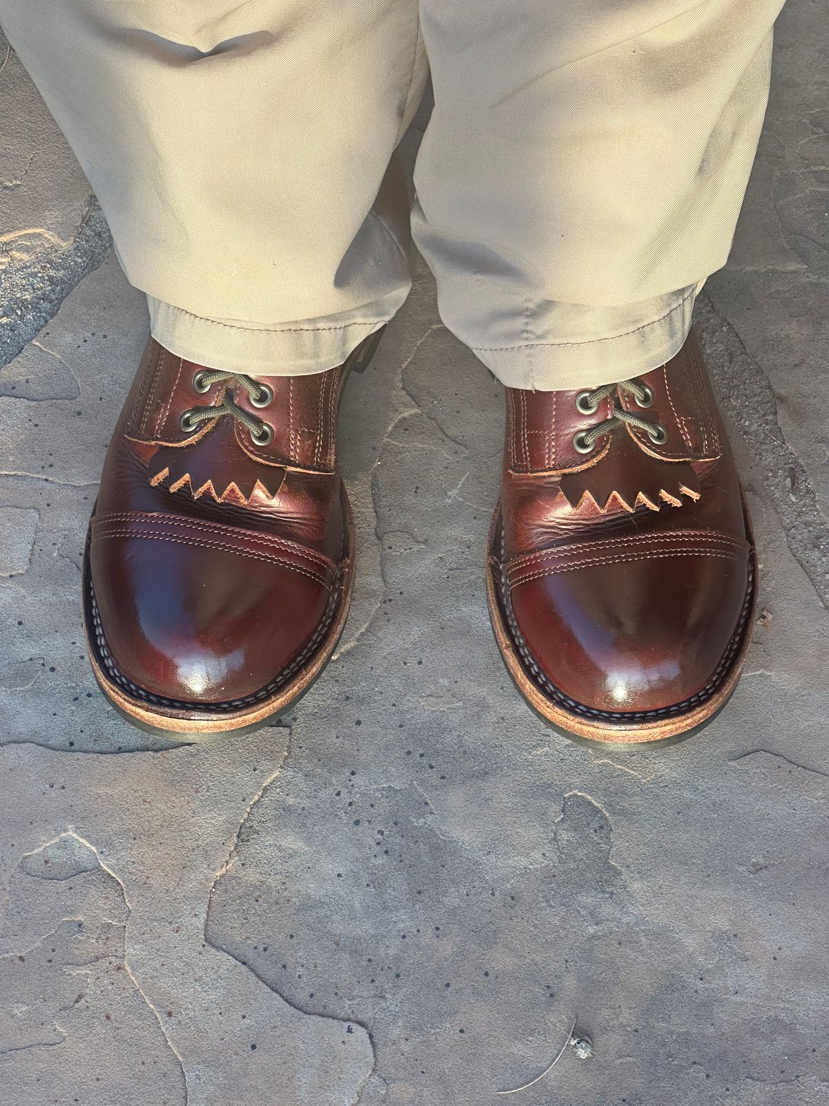 Photo by AndrewsBoots on March 16, 2026 of the Drew's Boots 8-inch Contractor Toe Cap in Brown Cyclone.