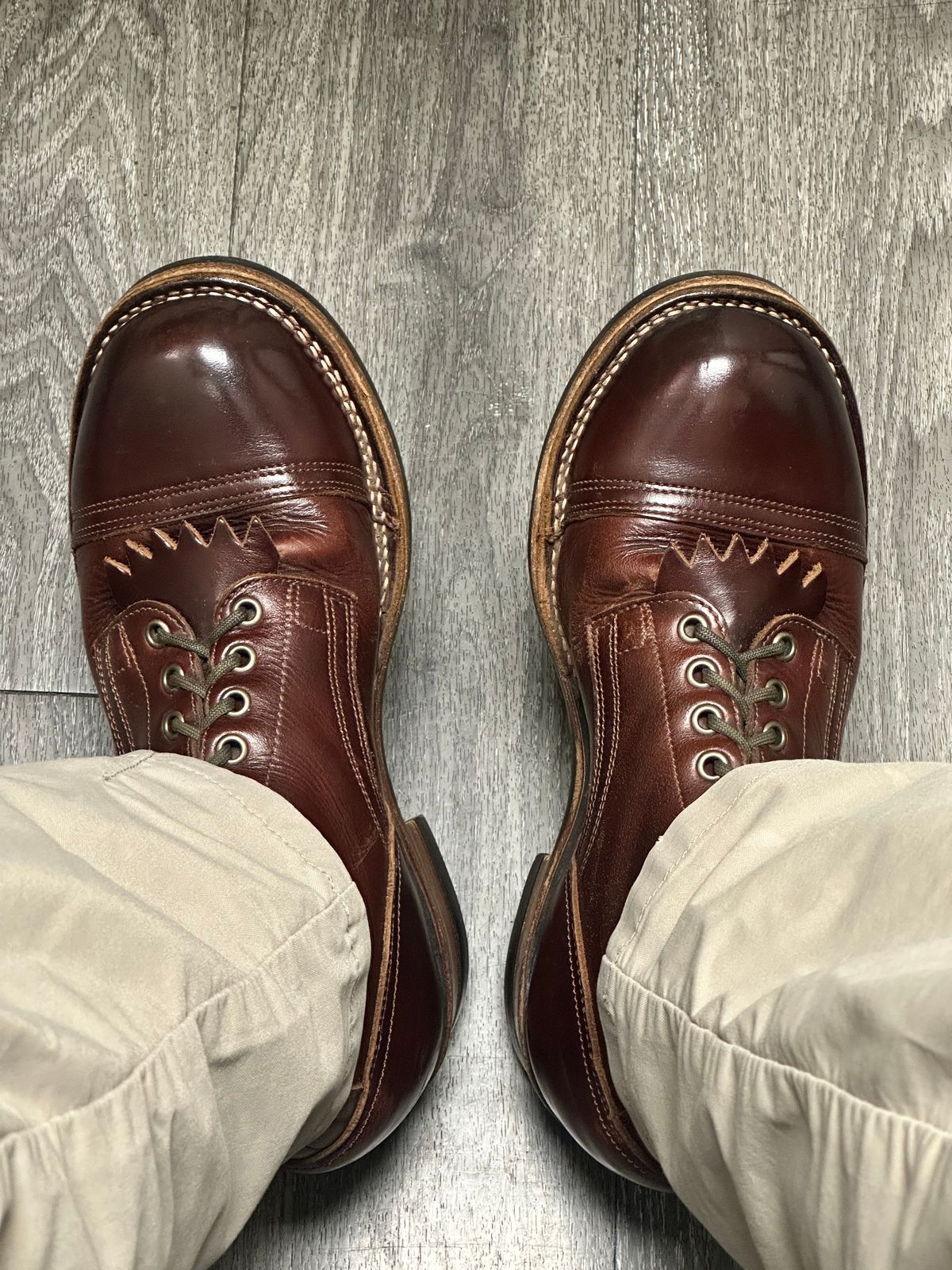 Photo by AndrewsBoots on March 17, 2026 of the Drew's Boots 8-inch Contractor Toe Cap in Brown Cyclone.