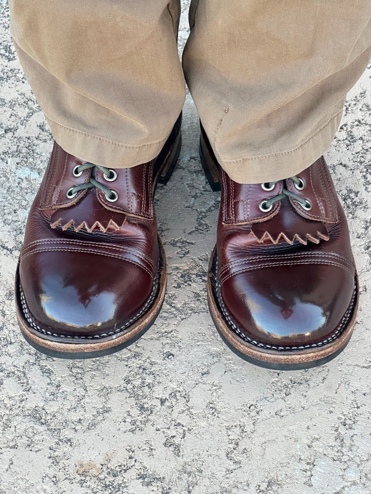 Photo by AndrewsBoots on March 26, 2026 of the Drew's Boots 8-inch Contractor Toe Cap in Brown Cyclone.