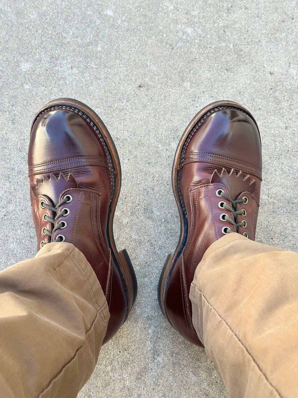 Photo by AndrewsBoots on June 16, 2026 of the Drew's Boots 8-inch Contractor Toe Cap in Brown Cyclone.
