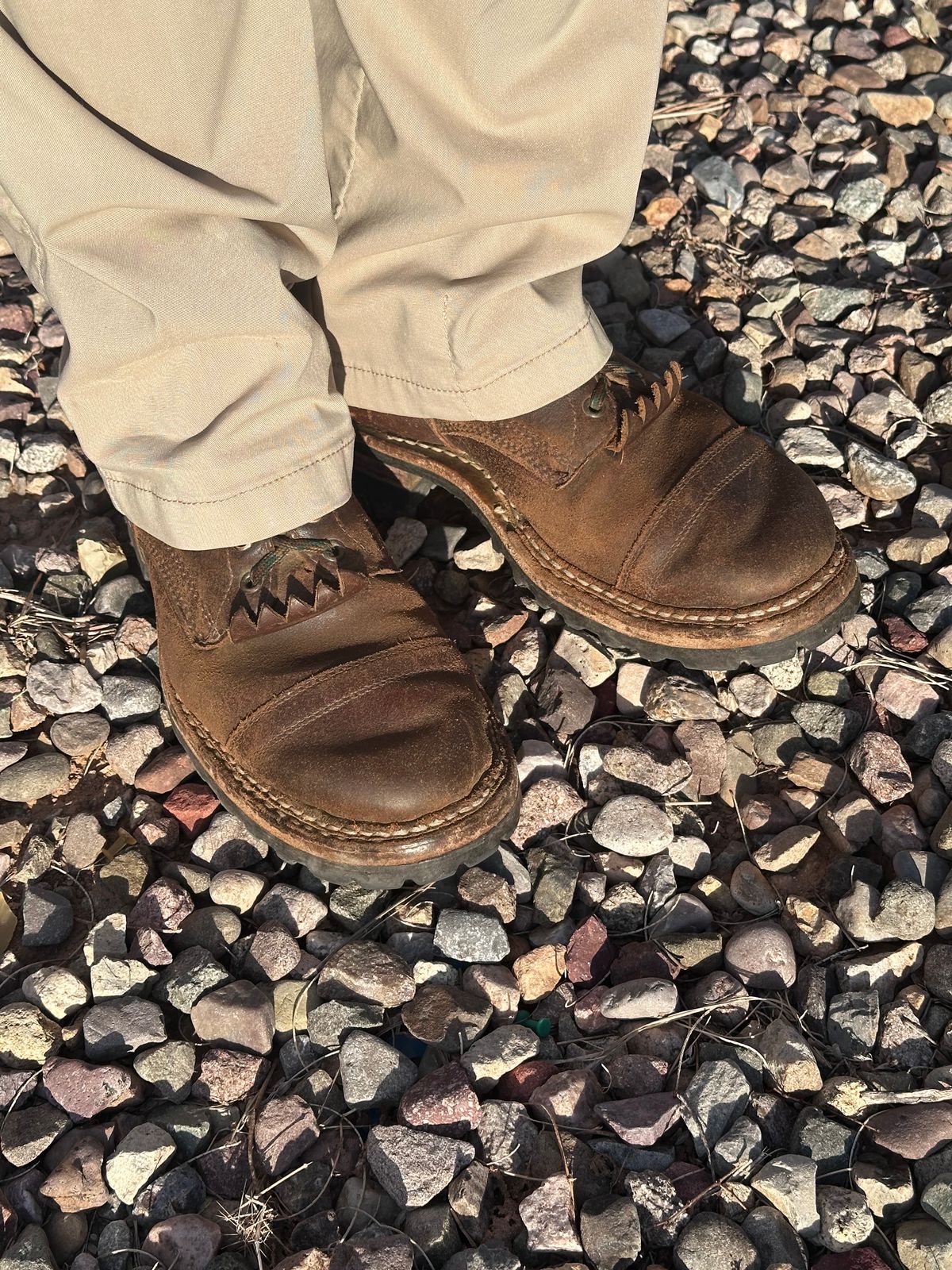 Photo by AndrewsBoots on September 26, 2025 of the White's Custom Model in Horween Cinnamon Waxed Flesh.