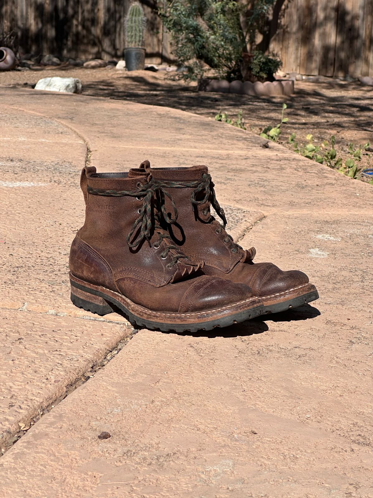 Photo by AndrewsBoots on October 3, 2025 of the White's Custom Model in Horween Cinnamon Waxed Flesh.