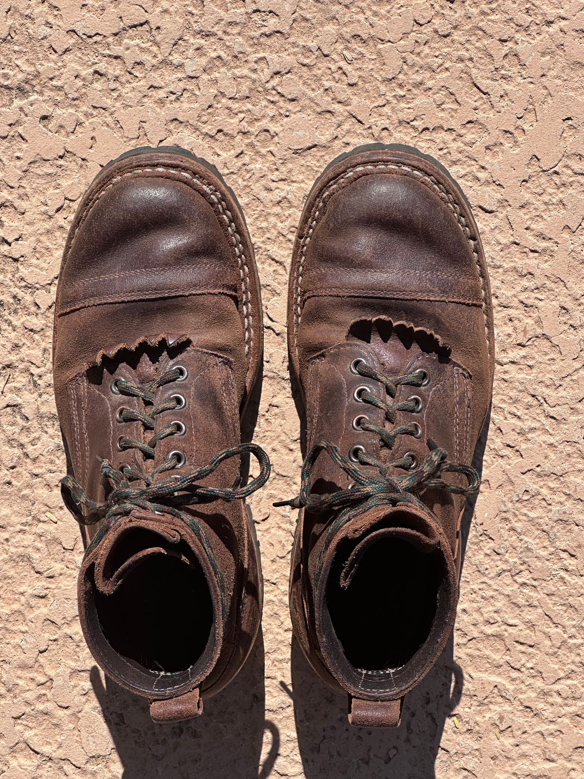 Photo by AndrewsBoots on October 3, 2025 of the White's Custom Model in Horween Cinnamon Waxed Flesh.