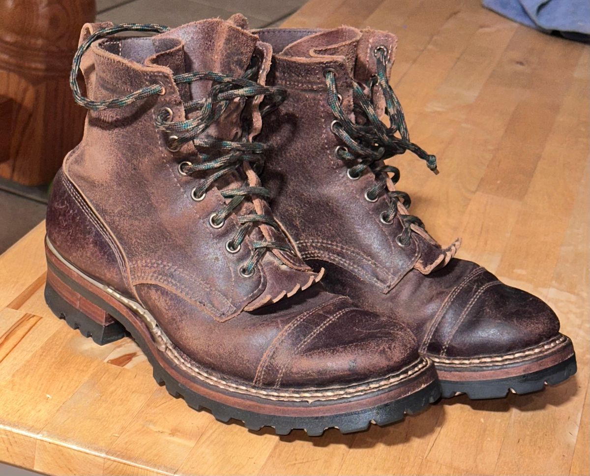 Photo by AndrewsBoots on May 17, 2025 of the White's Custom Model in Horween Cinnamon Waxed Flesh.