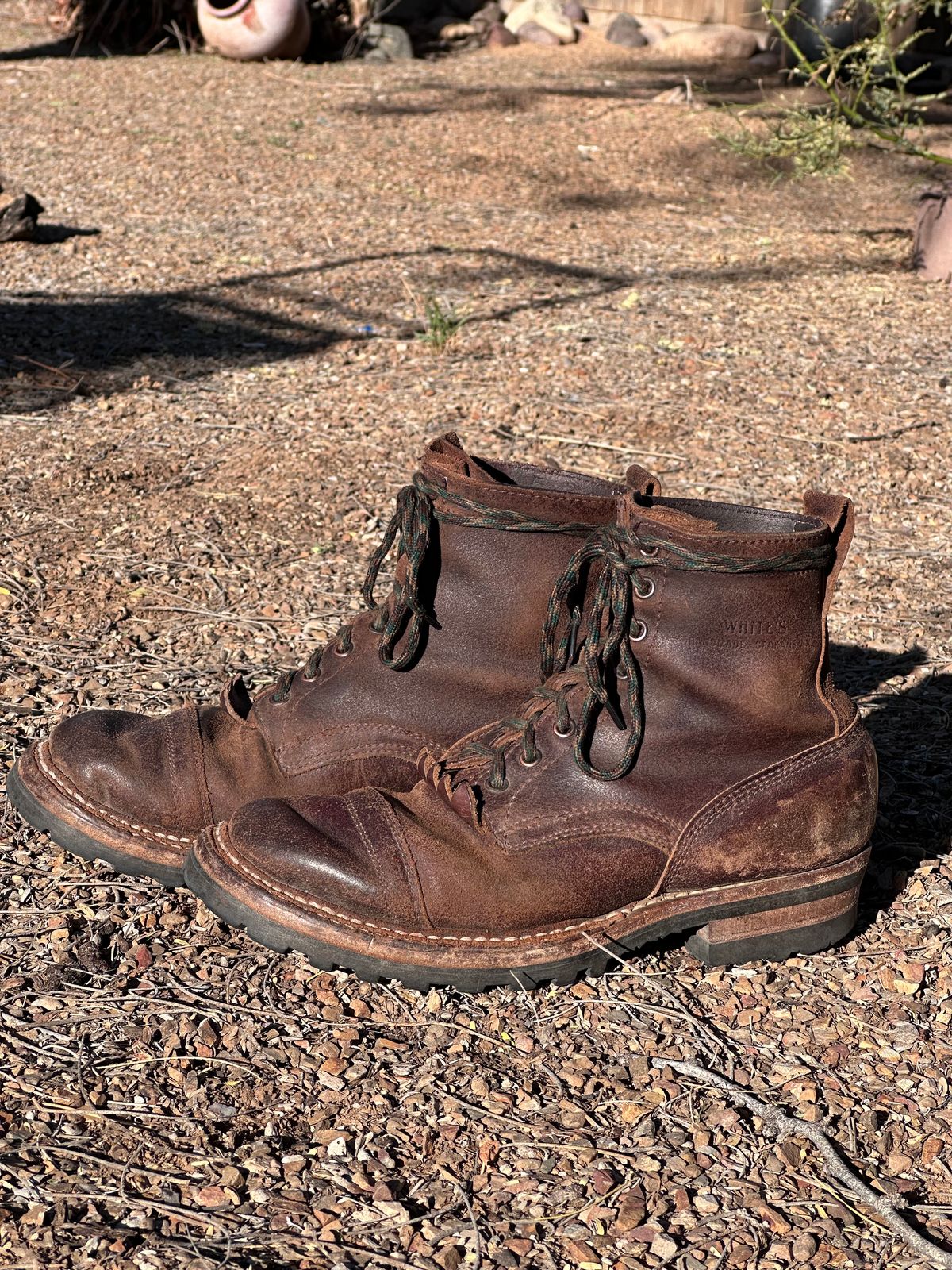 Photo by AndrewsBoots on November 1, 2025 of the White's Custom Model in Horween Cinnamon Waxed Flesh.