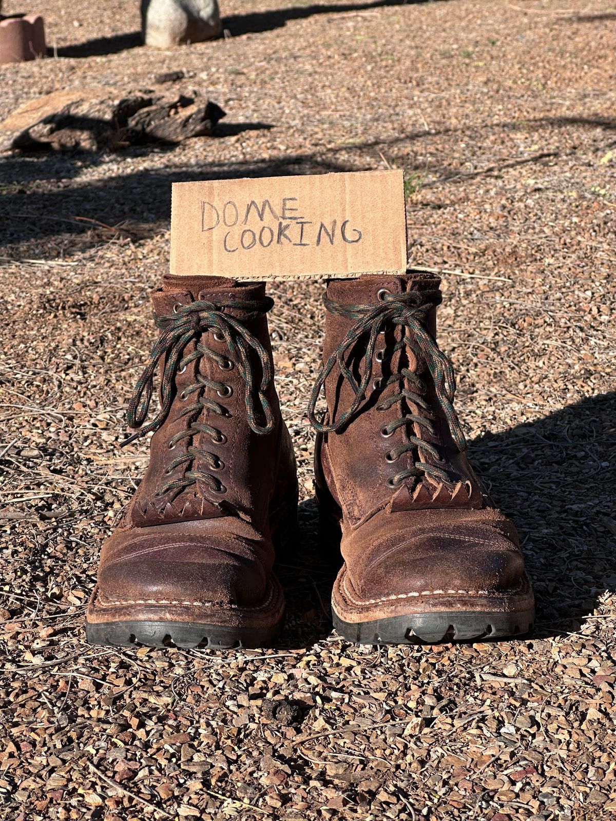 Photo by AndrewsBoots on November 1, 2025 of the White's Custom Model in Horween Cinnamon Waxed Flesh.