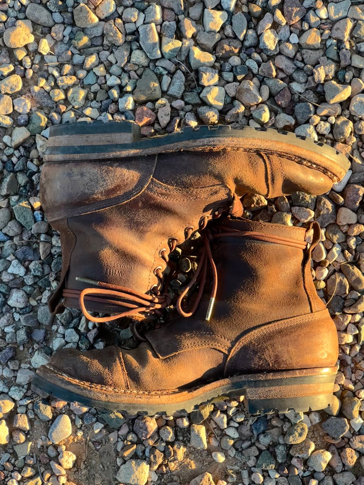 Photo by AndrewsBoots on December 1, 2025 of the White's Custom Model in Horween Cinnamon Waxed Flesh.