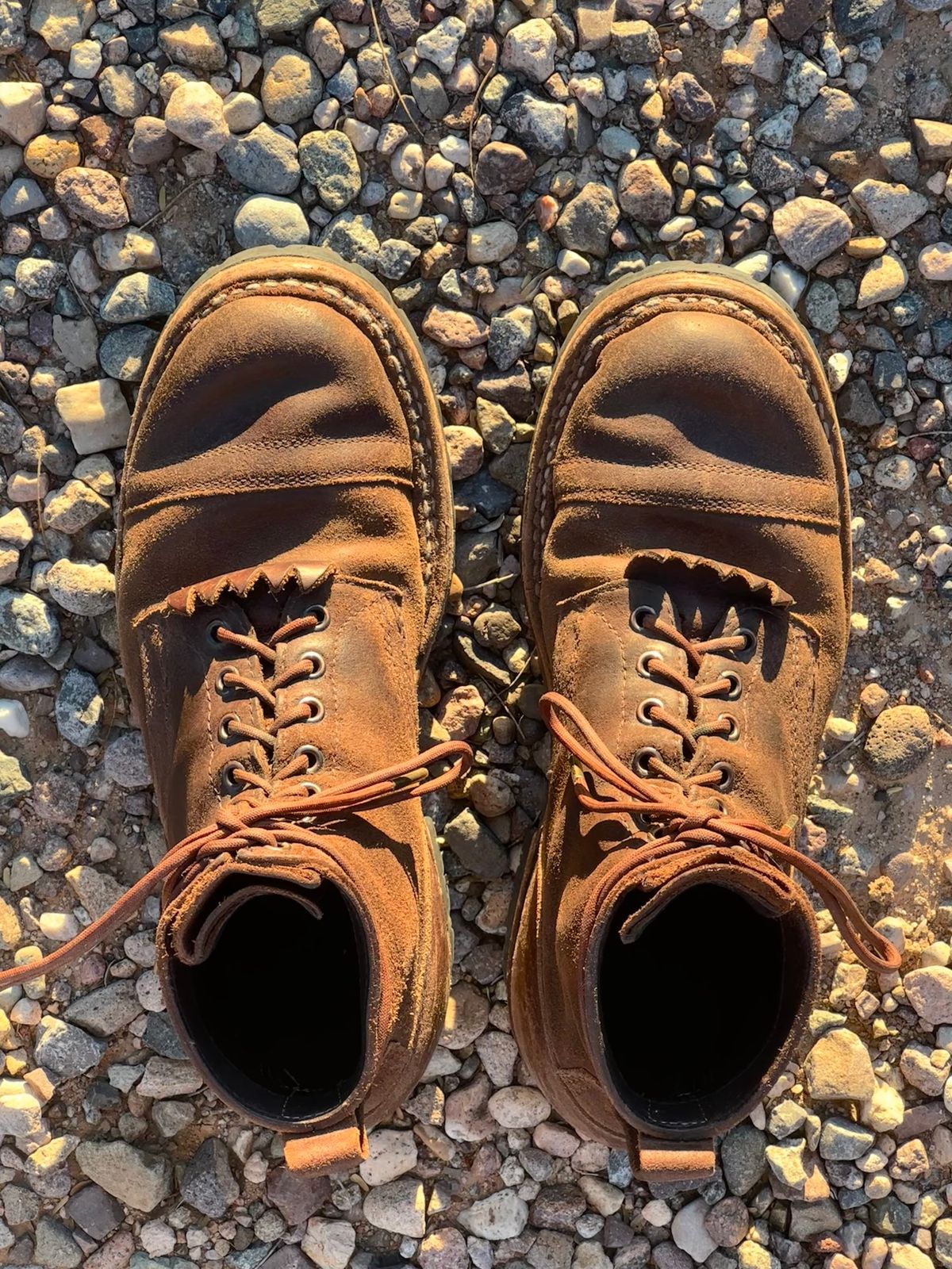 Photo by AndrewsBoots on December 1, 2025 of the White's Custom Model in Horween Cinnamon Waxed Flesh.