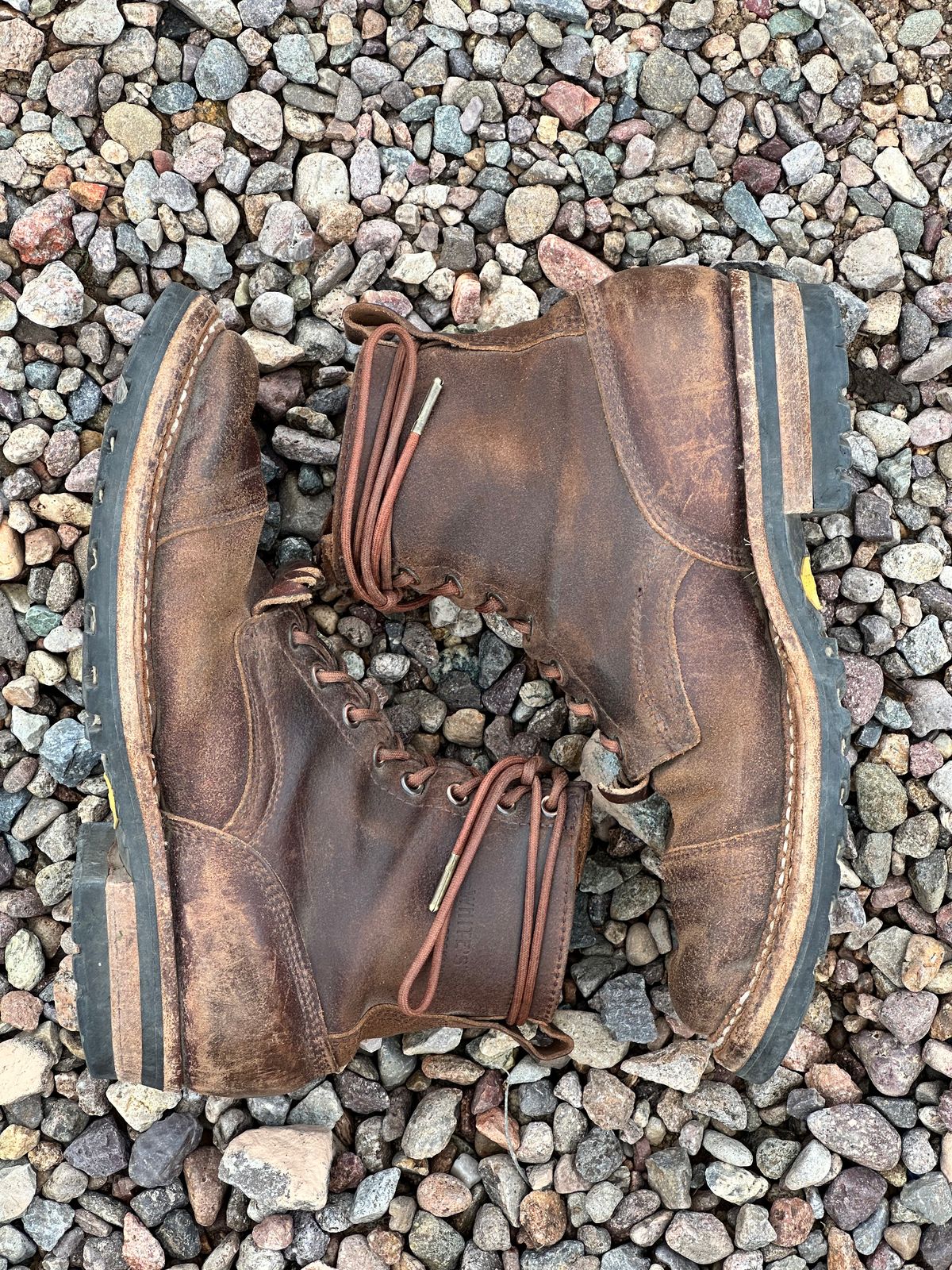 Photo by AndrewsBoots on January 1, 2026 of the White's Custom Model in Horween Cinnamon Waxed Flesh.