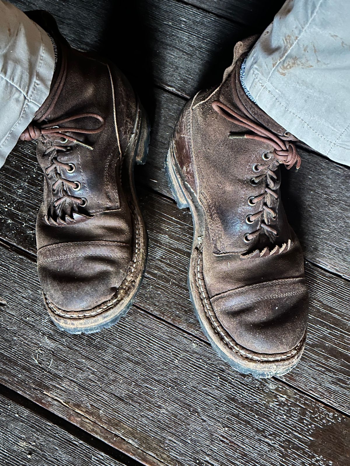 Photo by AndrewsBoots on January 7, 2026 of the White's Custom Model in Horween Cinnamon Waxed Flesh.