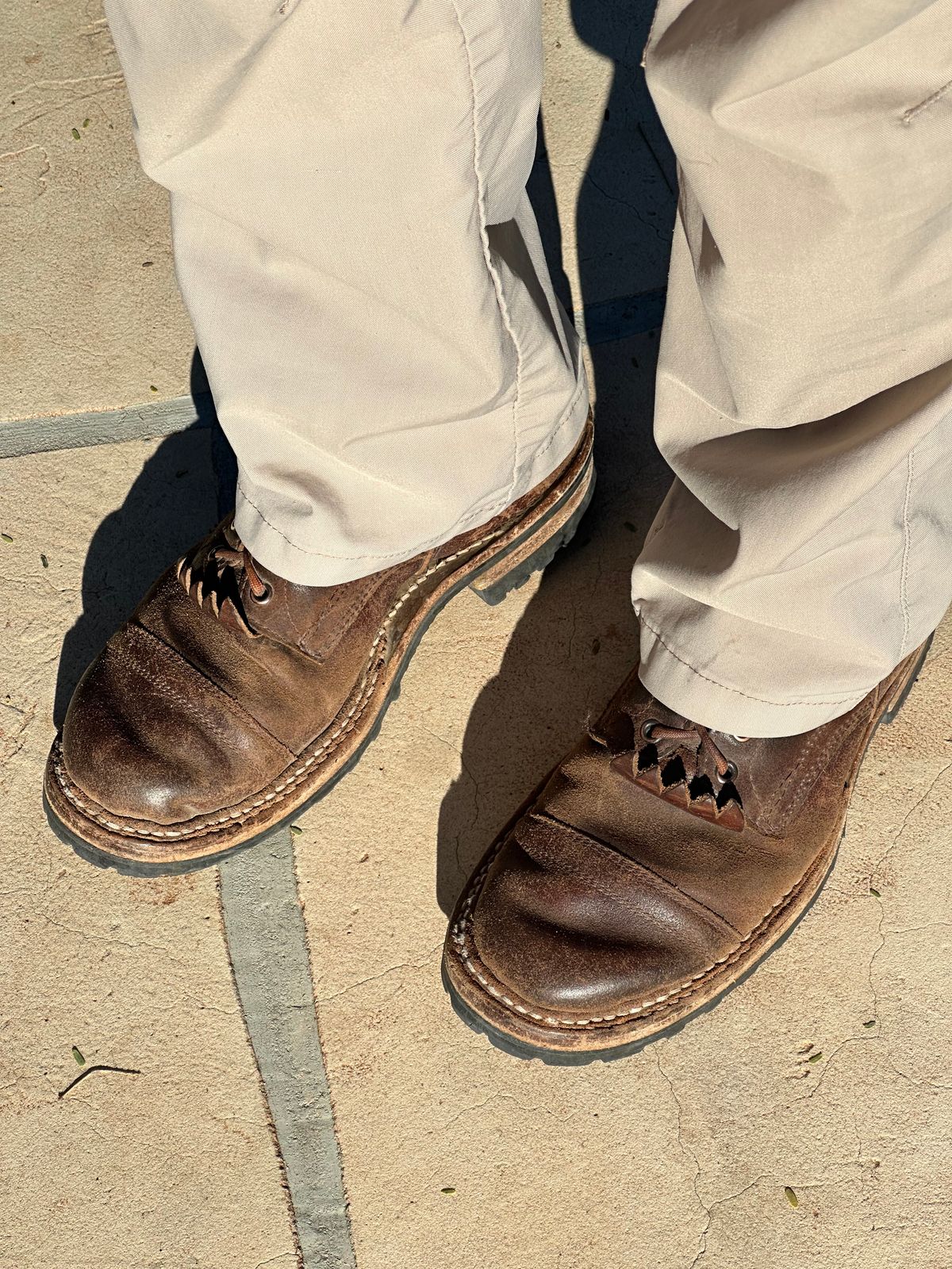 Photo by AndrewsBoots on January 25, 2026 of the White's Custom Model in Horween Cinnamon Waxed Flesh.