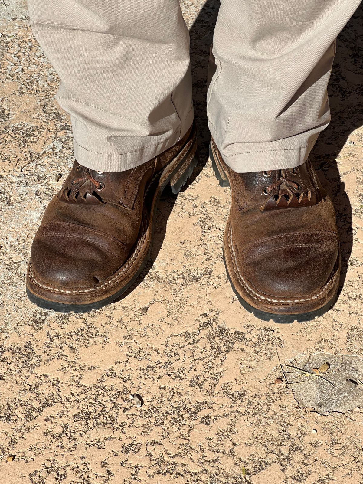 Photo by AndrewsBoots on February 4, 2026 of the White's Custom Model in Horween Cinnamon Waxed Flesh.