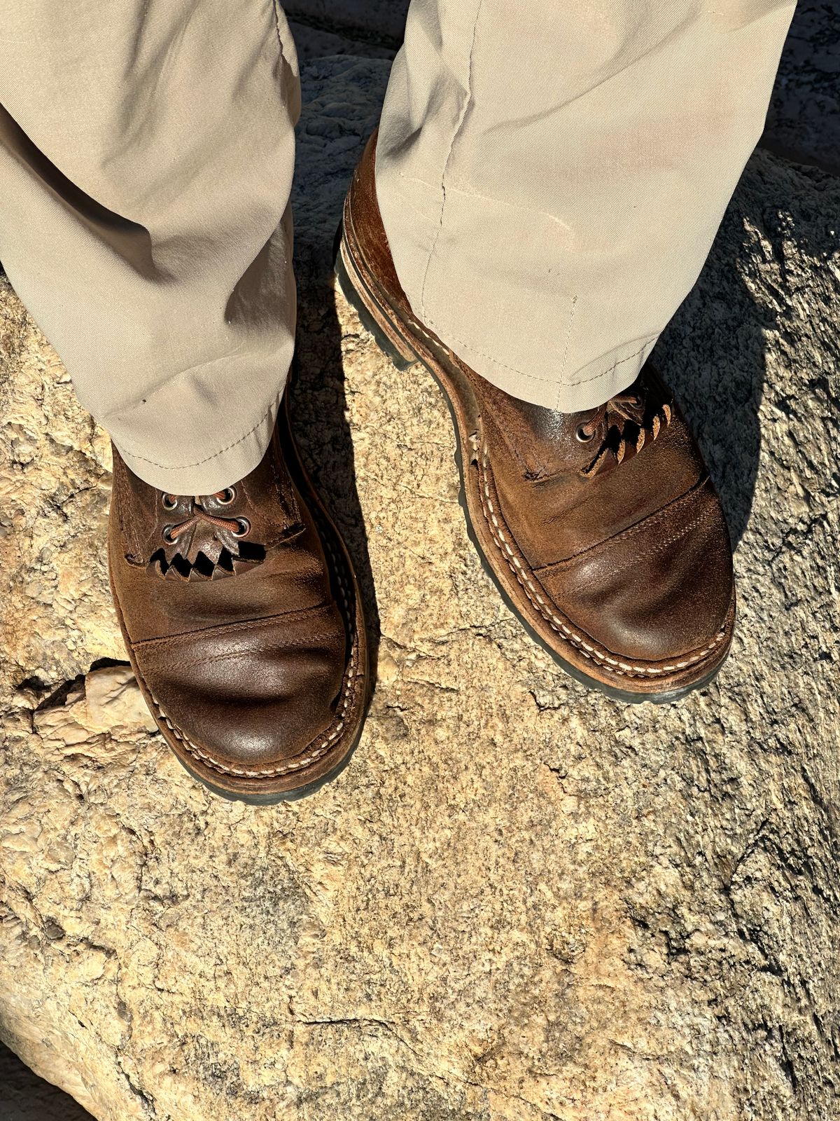 Photo by AndrewsBoots on February 6, 2026 of the White's Custom Model in Horween Cinnamon Waxed Flesh.