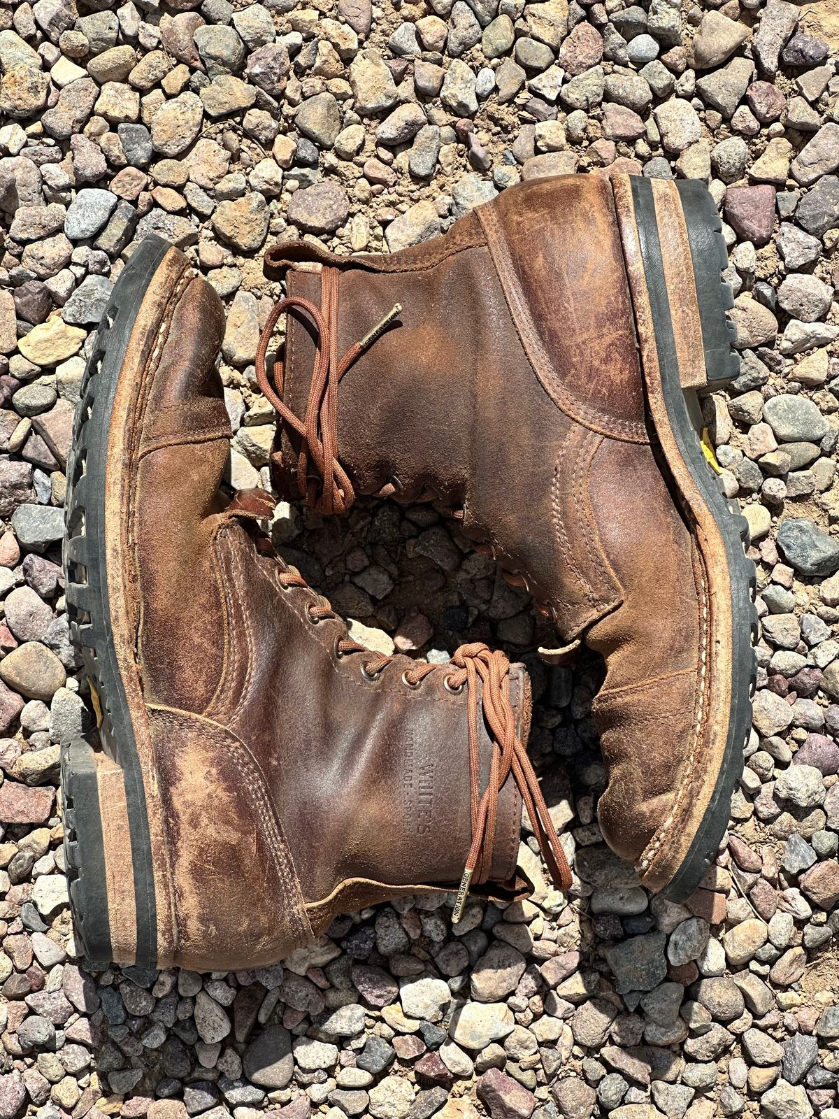 Photo by AndrewsBoots on March 1, 2026 of the White's Custom Model in Horween Cinnamon Waxed Flesh.