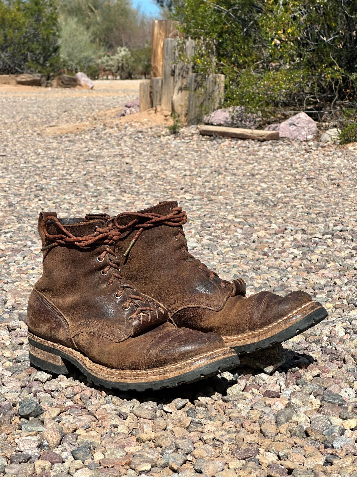 Photo by AndrewsBoots on March 1, 2026 of the White's Custom Model in Horween Cinnamon Waxed Flesh.