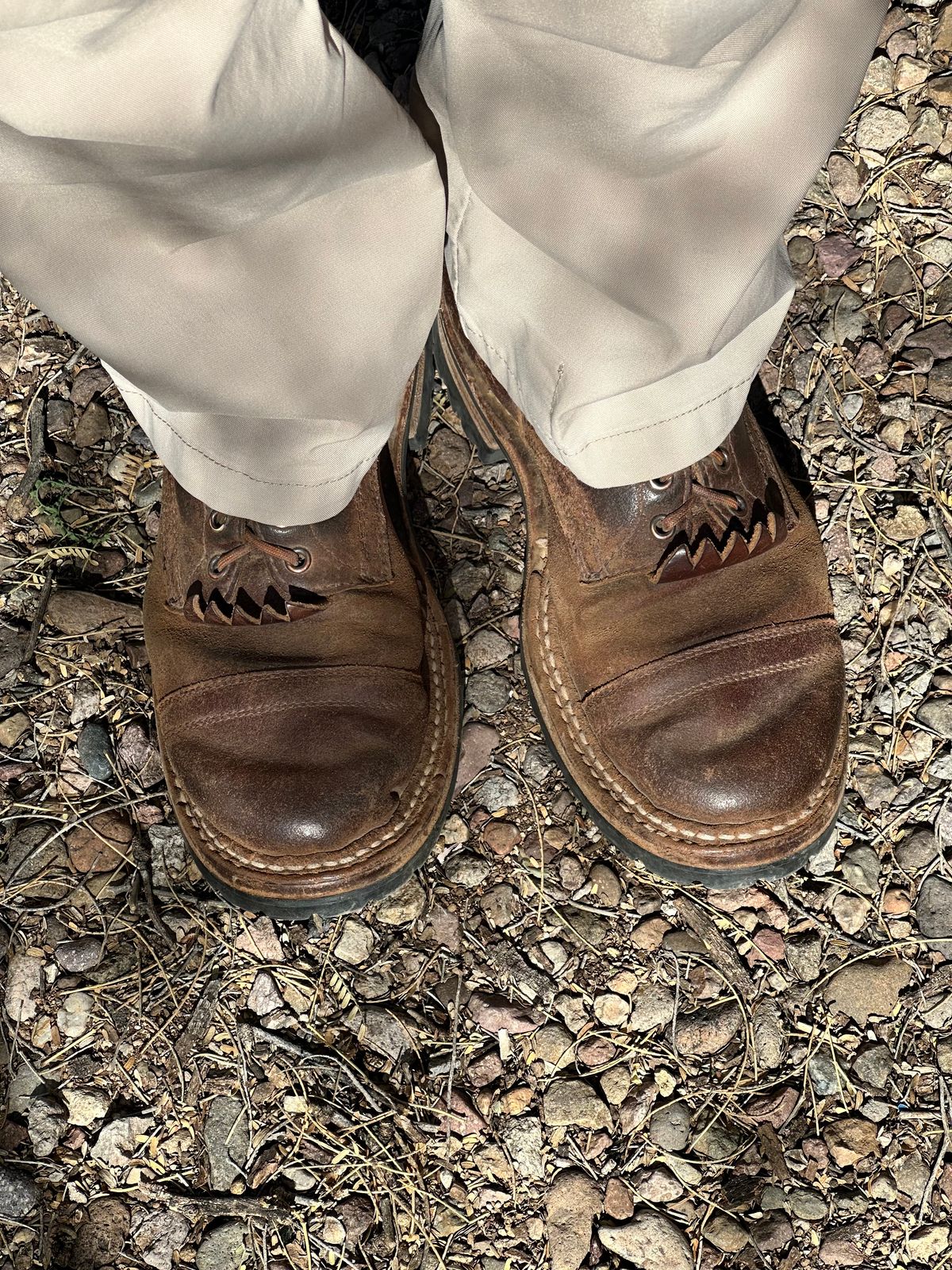 Photo by AndrewsBoots on April 3, 2026 of the White's Custom Model in Horween Cinnamon Waxed Flesh.