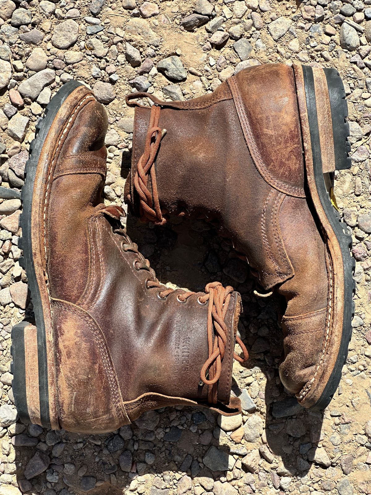 Photo by AndrewsBoots on April 5, 2026 of the White's Custom Model in Horween Cinnamon Waxed Flesh.