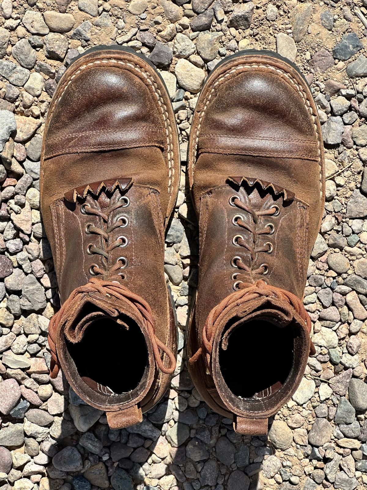 Photo by AndrewsBoots on April 5, 2026 of the White's Custom Model in Horween Cinnamon Waxed Flesh.
