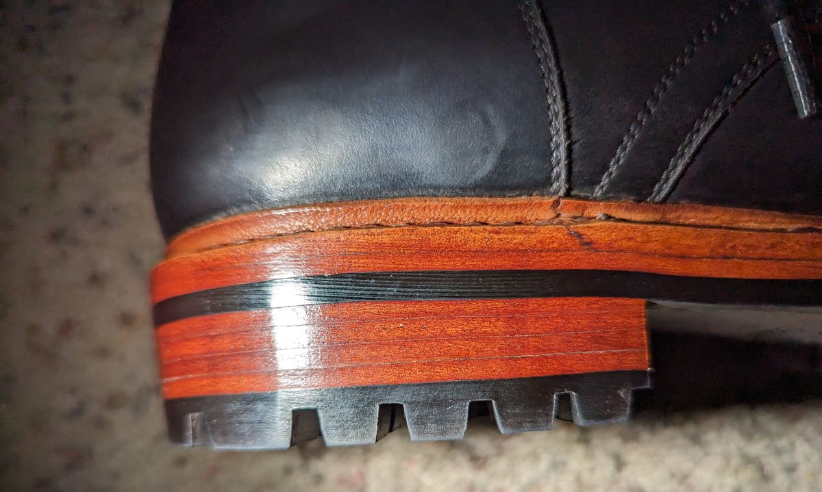 Photo by cowcrapper on March 23, 2024 of the Blkbrd Shoemaker Dixon Cap Toe Derby Boot in Black Pullup.