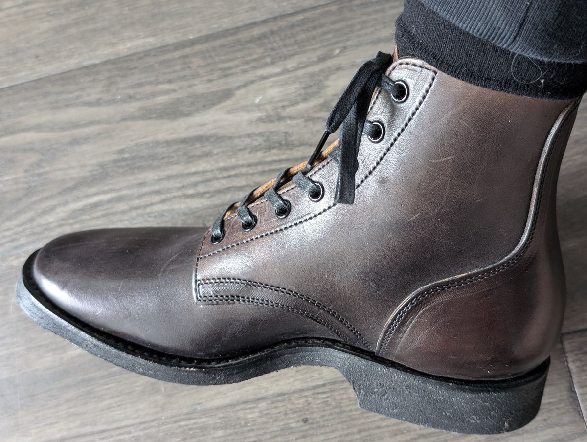 Photo by skchaung on June 4, 2025 of the Clinch Yeager Boots in Black-Overdyed Horsebutt.