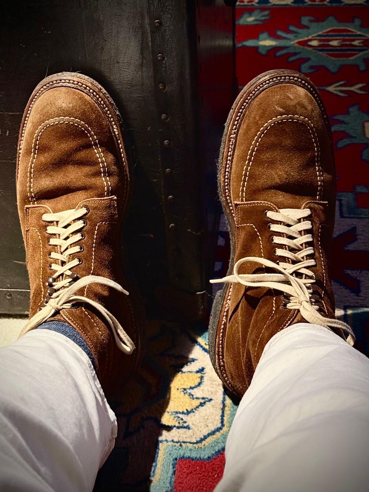 Photo by MaticEsq on February 26, 2026 of the J. Crew X Alden 40553H Indy Boots in C.F. Stead Snuff Repello Calf Suede.