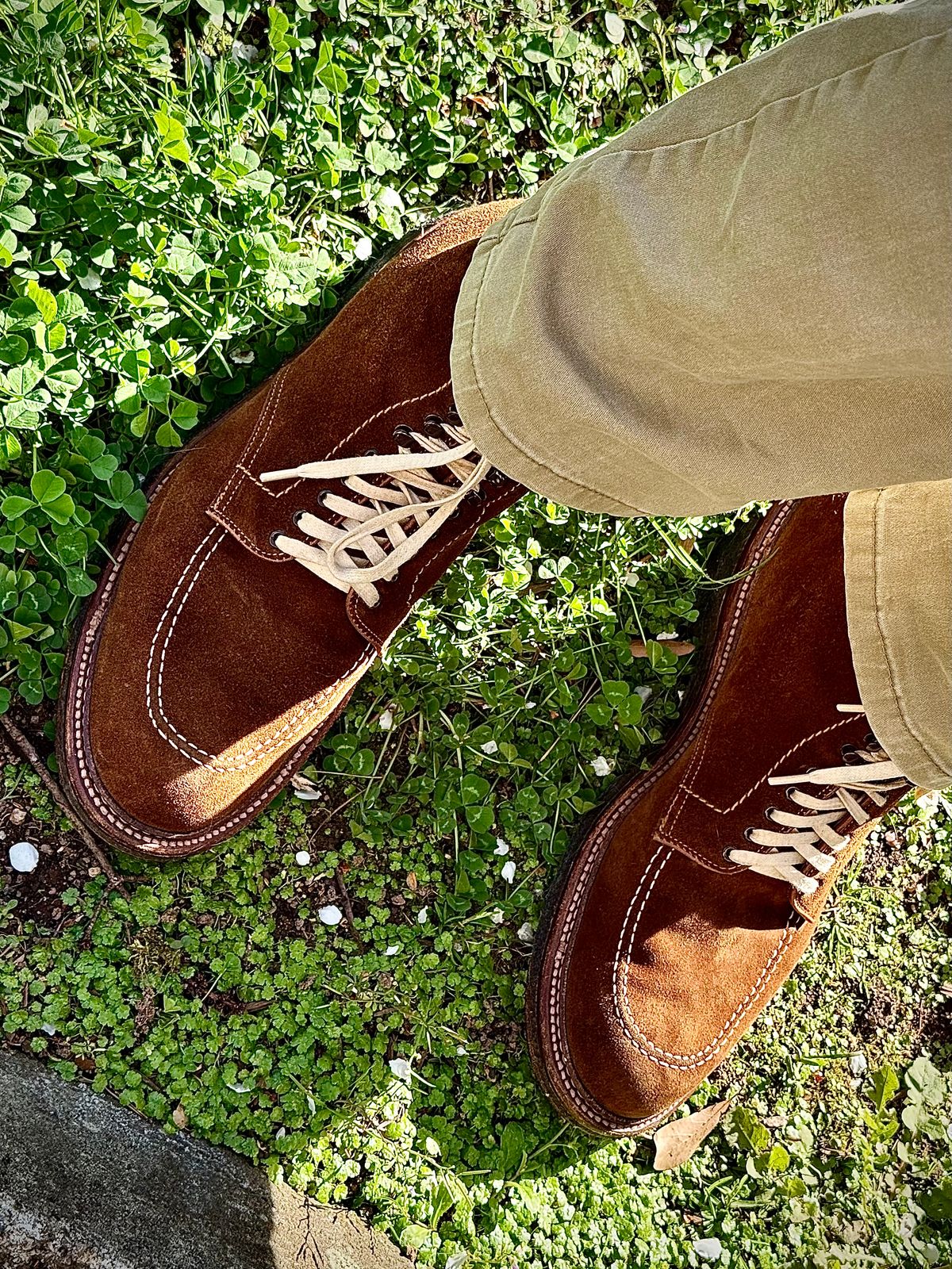 Photo by MaticEsq on March 13, 2026 of the J. Crew X Alden 40553H Indy Boots in C.F. Stead Snuff Repello Calf Suede.