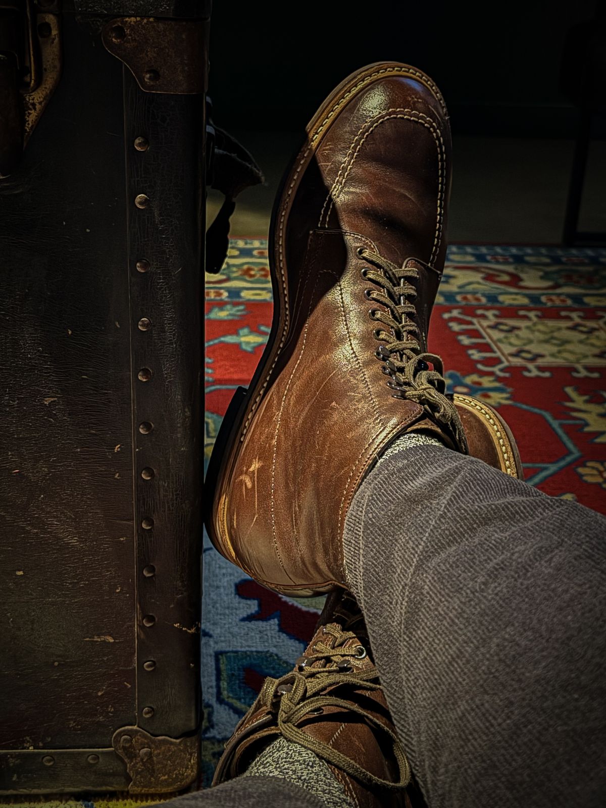 Photo by MaticEsq on February 12, 2026 of the Alden 403 Indy Boot in Horween Brown Chromexcel.