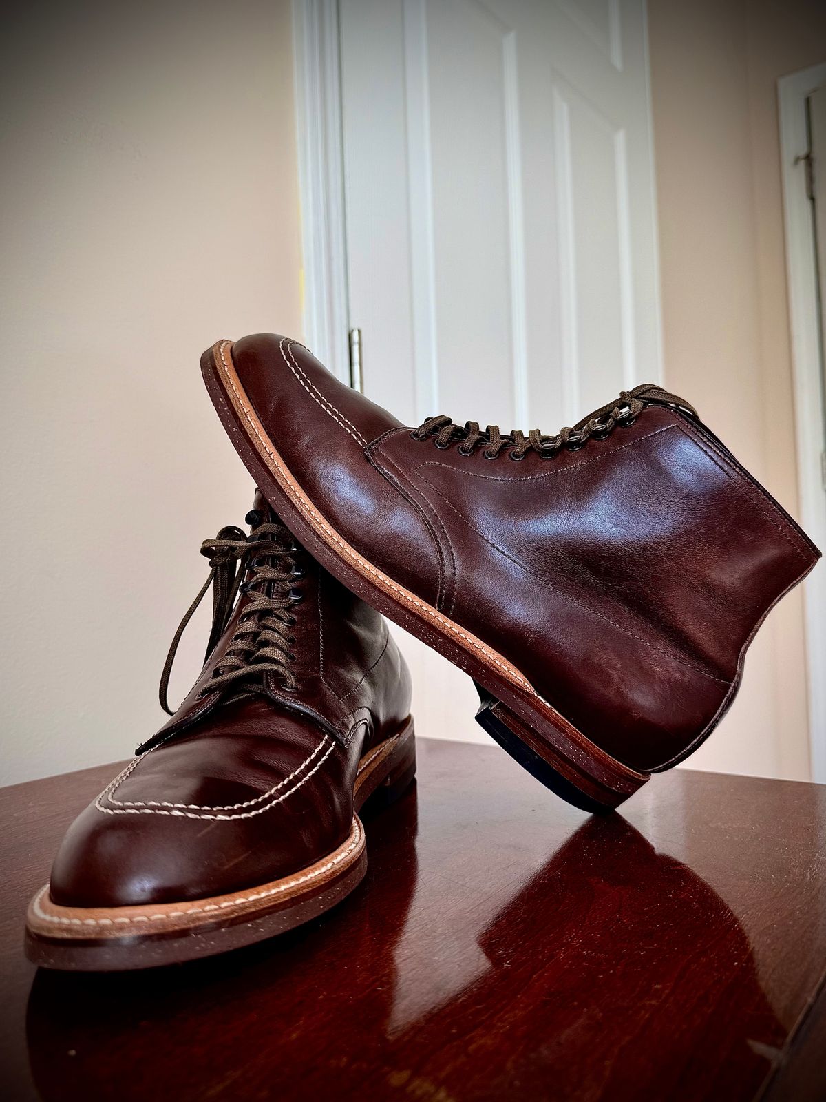 Photo by MaticEsq on April 7, 2026 of the Alden 403 Indy Boot in Horween Brown Chromexcel.