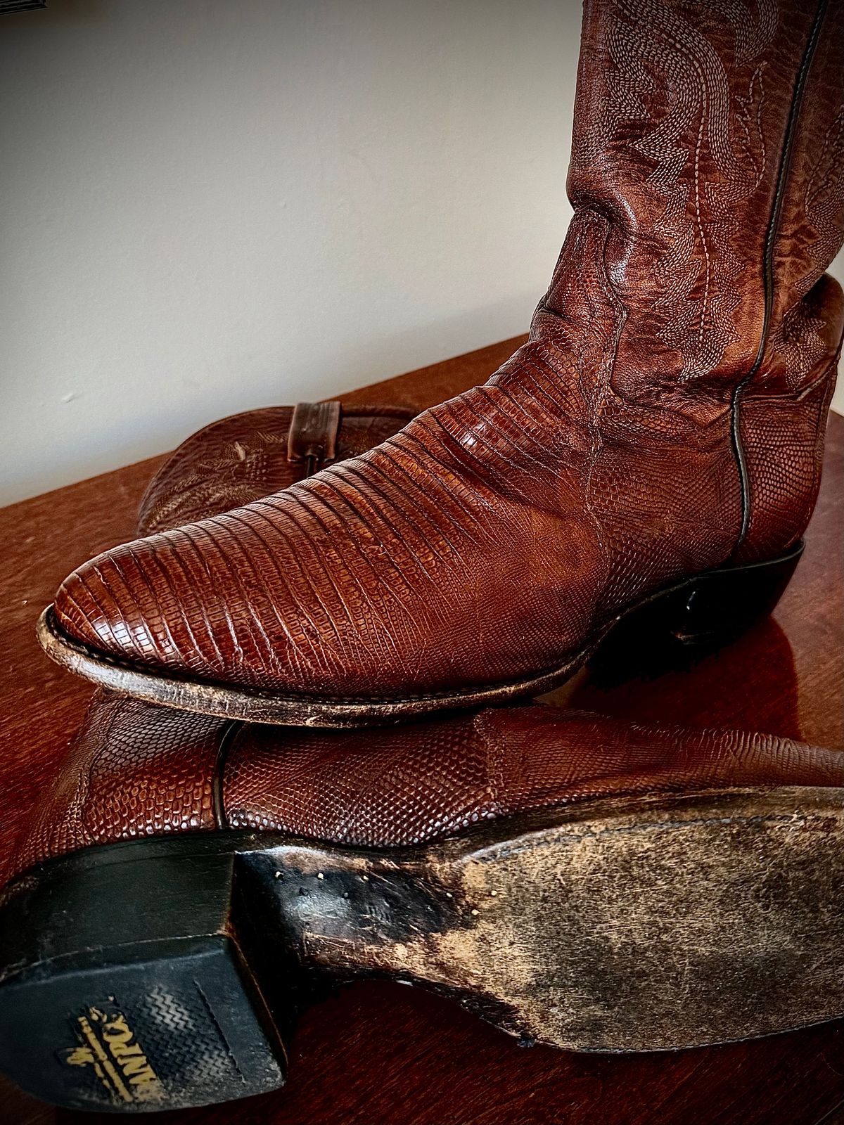 Photo by MaticEsq on September 12, 2025 of the Dan Post Winston in Tegu Lizard Tan.