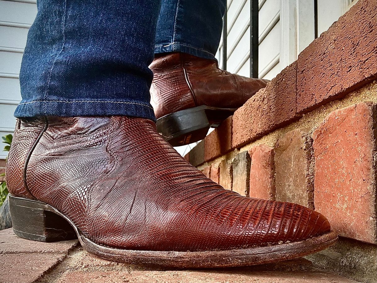 Photo by MaticEsq on February 19, 2026 of the Dan Post Winston in Tegu Lizard Tan.