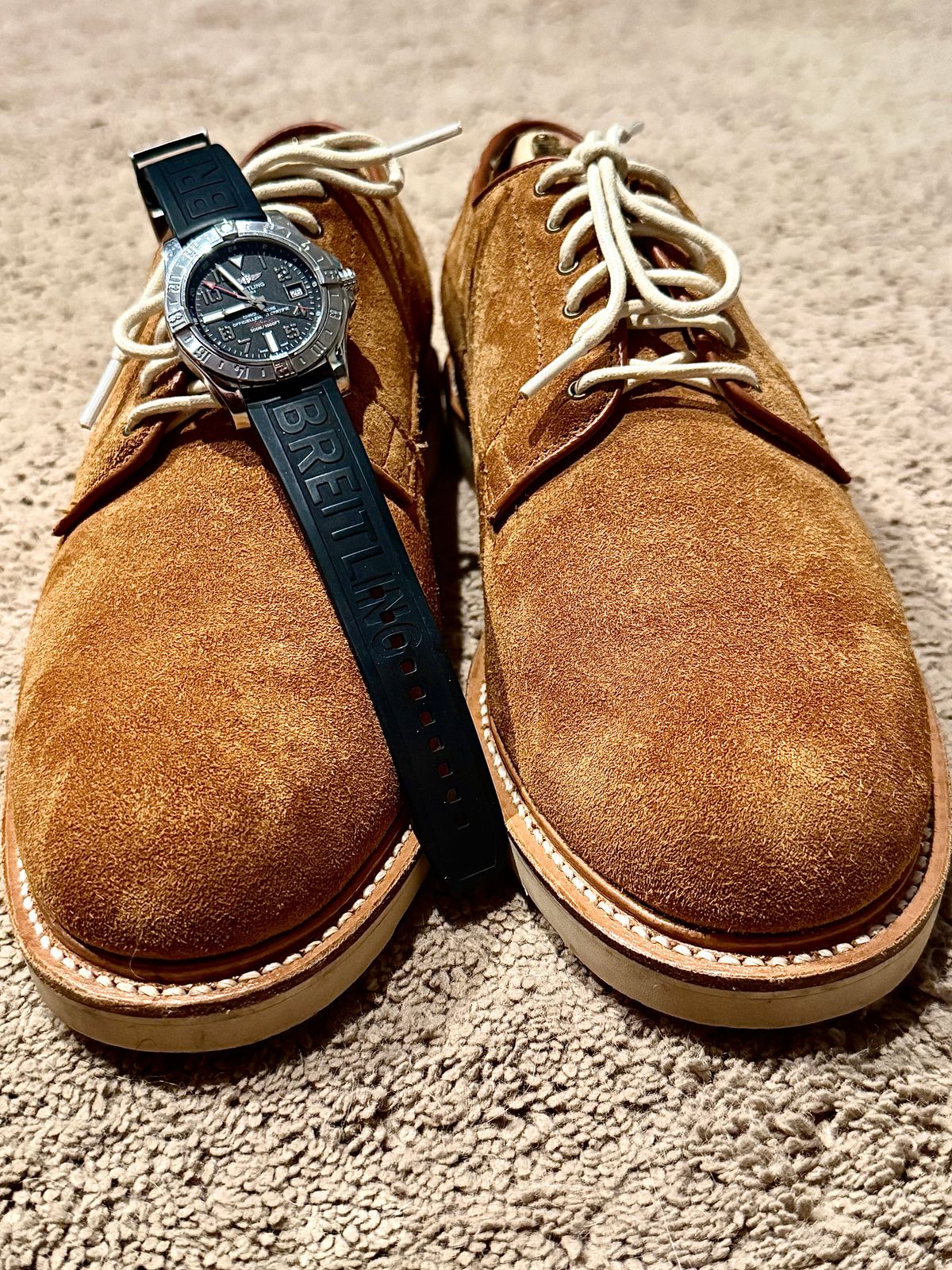Photo by MaticEsq on April 27, 2026 of the Viberg Viberg X Division Road Derby Shoe in C.F. Stead Anise Kudu Reverse.