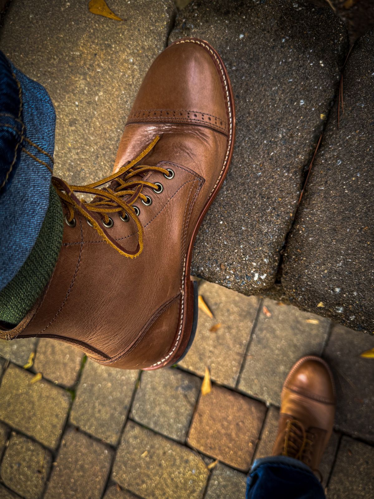 Photo by MaticEsq on December 3, 2025 of the Oak Street Bootmakers Trench Boot in Horween Natural Chromexcel.