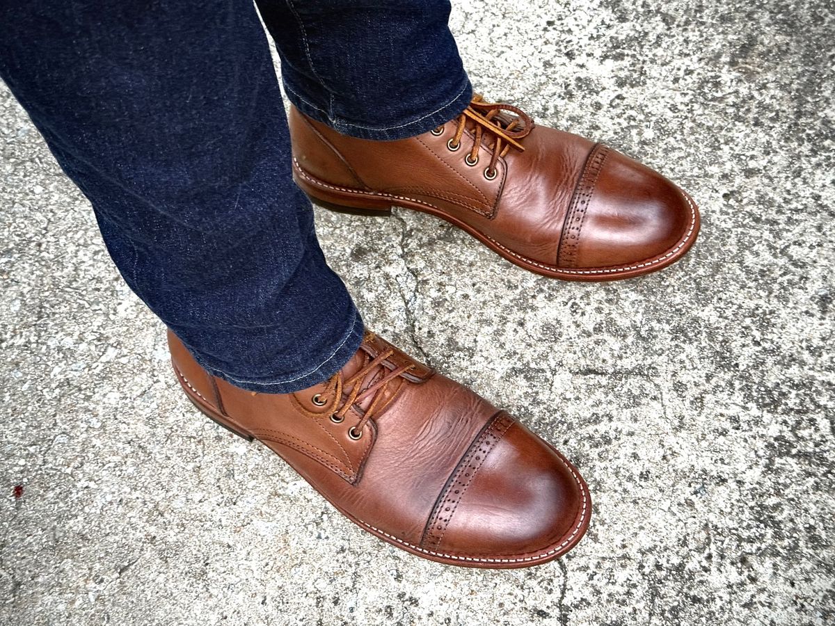 Photo by MaticEsq on February 24, 2026 of the Oak Street Bootmakers Trench Boot in Horween Natural Chromexcel.