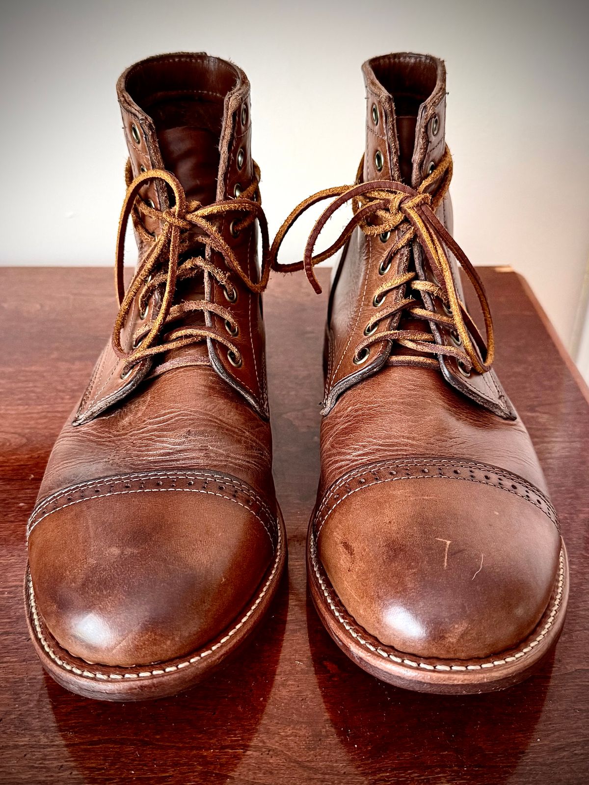 Photo by MaticEsq on April 6, 2026 of the Oak Street Bootmakers Trench Boot in Horween Natural Chromexcel.