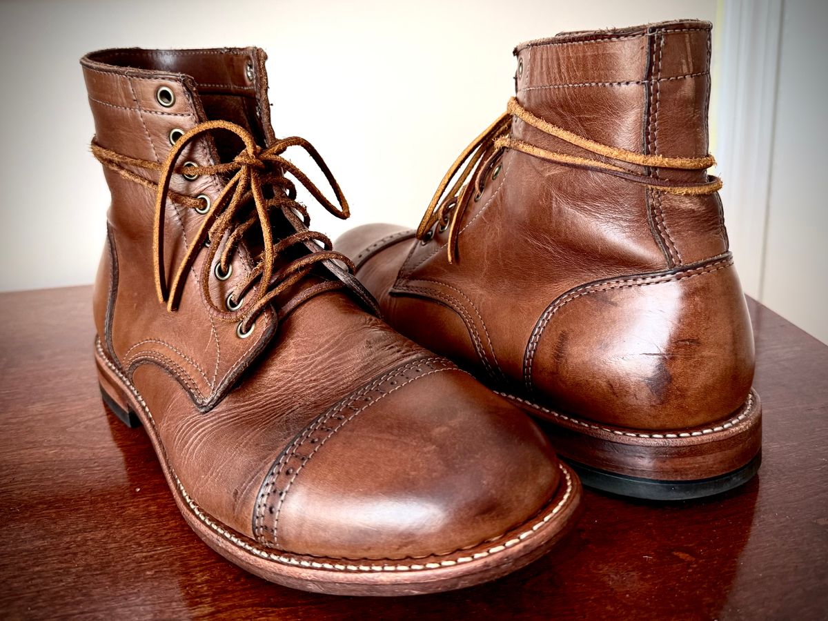 Photo by MaticEsq on April 6, 2026 of the Oak Street Bootmakers Trench Boot in Horween Natural Chromexcel.