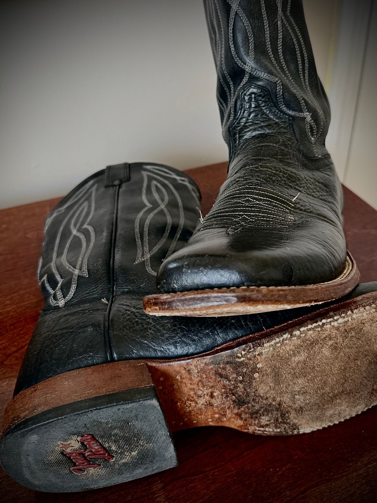 Photo by MaticEsq on November 7, 2025 of the Tony Lama Sealy TL3000 in Elephant Printed Bovine Leather Black.